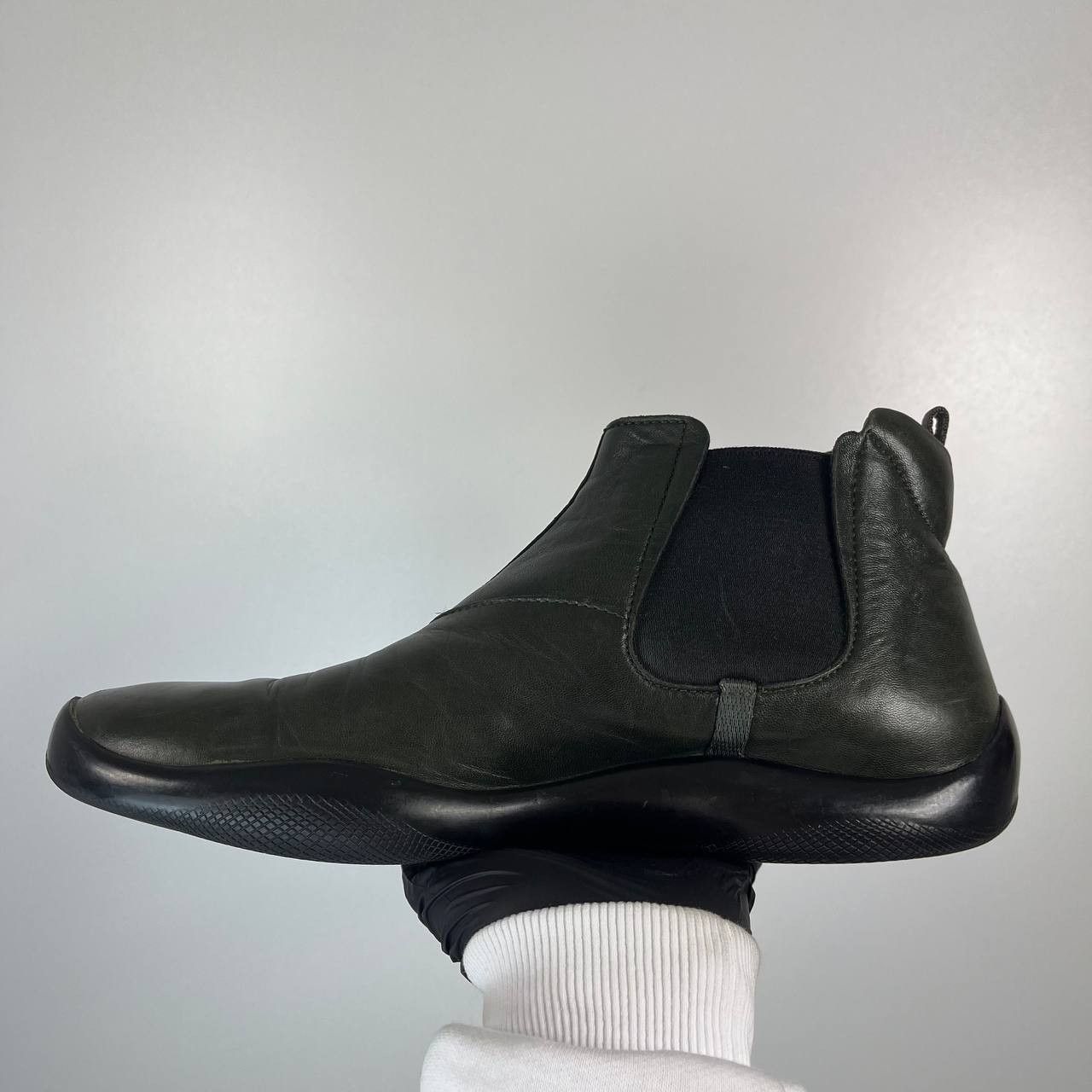 Prada PRADA Men’s Leather Chelsea Boots Green EU 43 / US 9.5 Size US 9.5 / EU 42-43 - 5 Thumbnail
