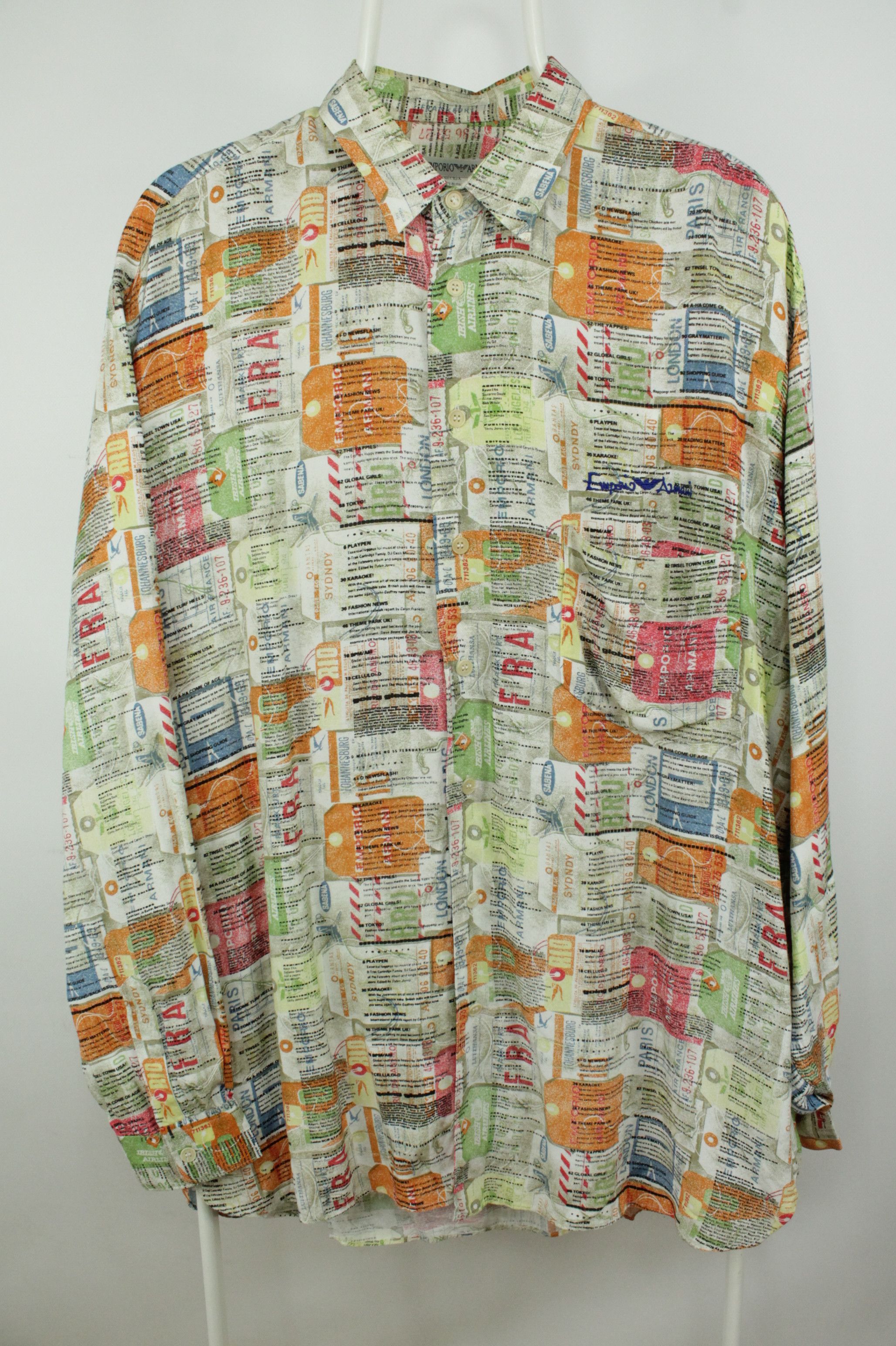 Emporio Armani RARE Vintage Emporio Armani Ticket Pattern Shirt Size US L / EU 52-54 / 3 - 1 Thumbnail