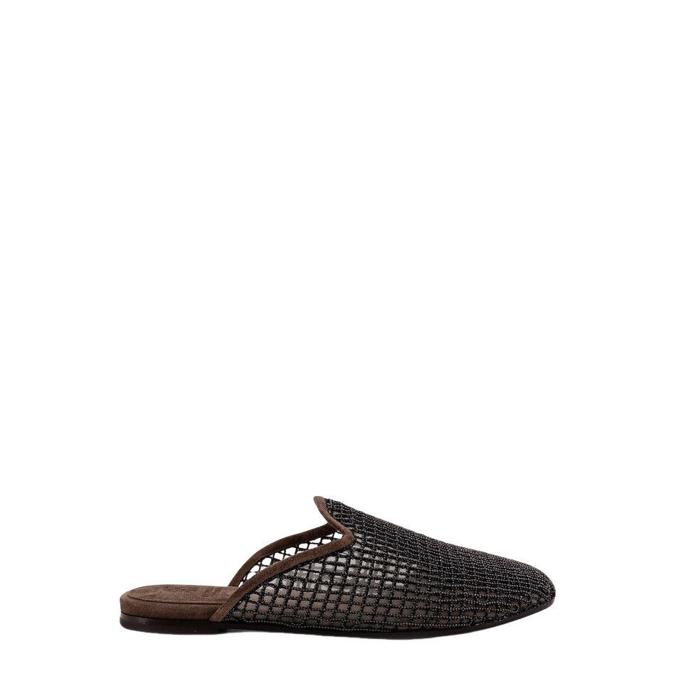 Brunello Cucinelli BRUNELLO CUCINELLI Brown Mesh/Suede Mules New & Authentic (W Size US 11 / IT 41 - 1 Thumbnail