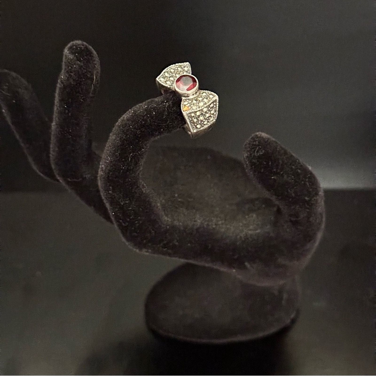 Other Vintage Ruby And Marcasite Bow Tie Ring Size ONE SIZE - 4 Thumbnail