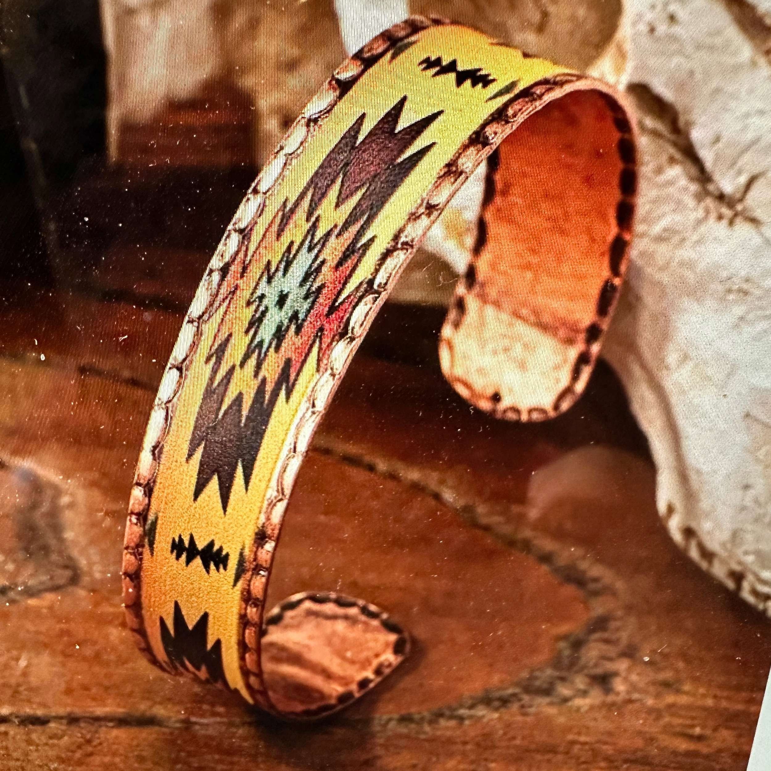 Other Handmade Boho Native American Aztek Copper Narrow Cuff Brace Size ONE SIZE - 1 Thumbnail