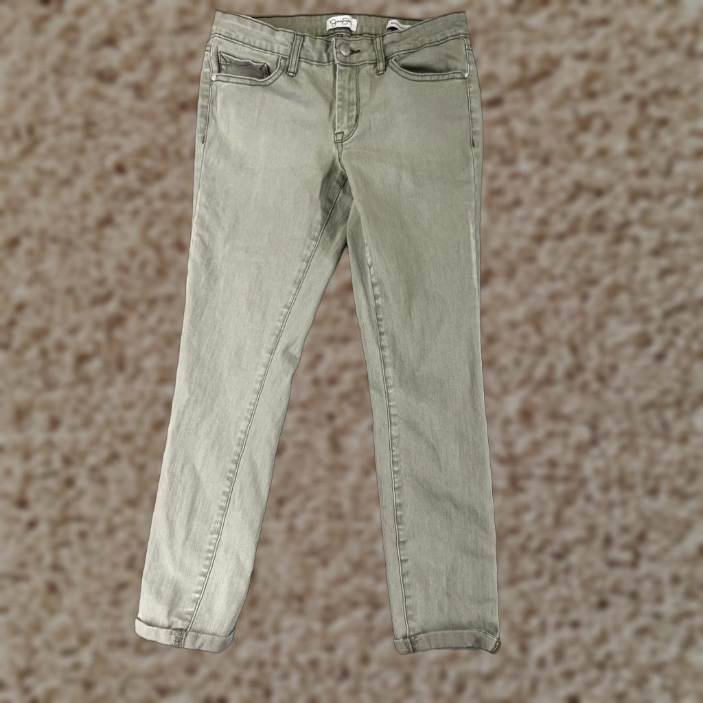 Jessica Simpson Jessica Simpson Women's Green Denim Jeans Skinny Crop Pants 4 Cotton Zipper 24in Inseam Retro Size 27" / US 4 / IT 40 - 1 Thumbnail