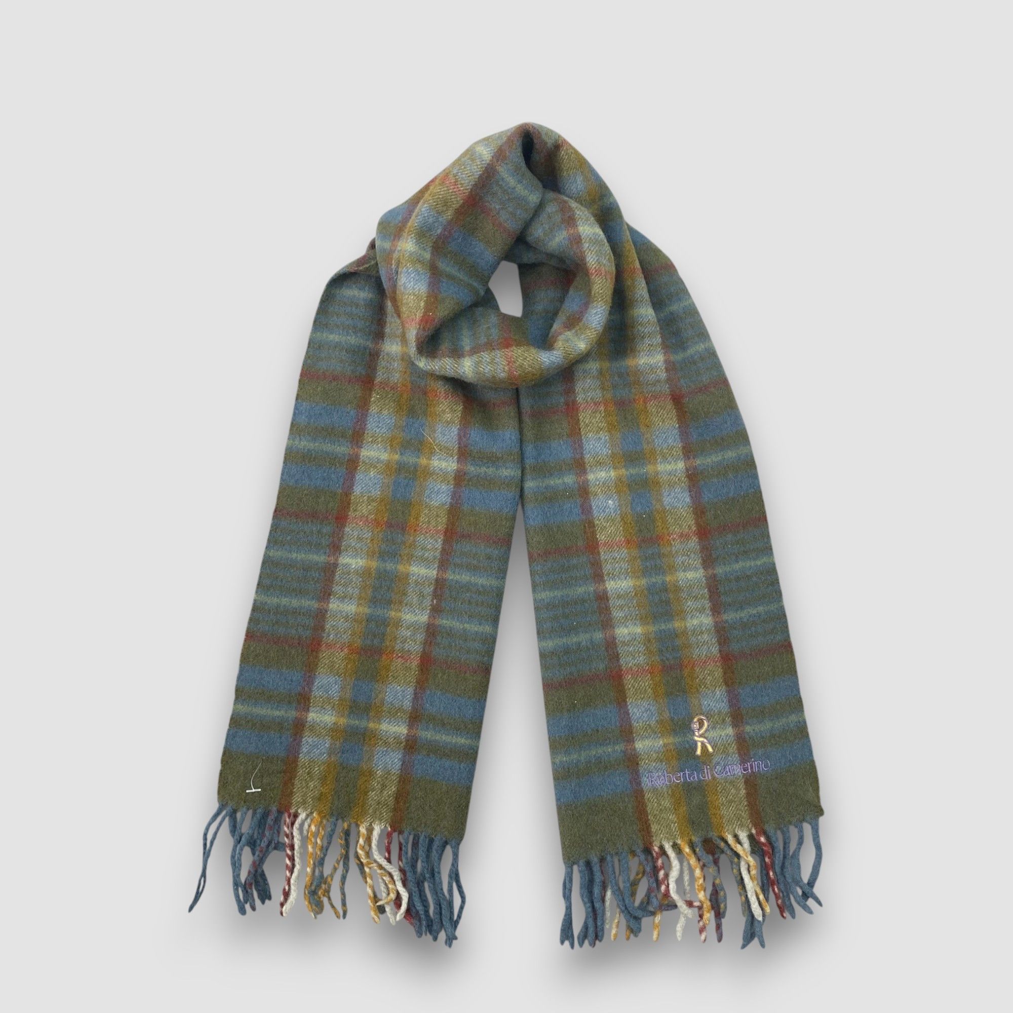 Roberta di Camerino Vintage Roberta di Camerino Scarf Muffler Wool Plaid Scarves Size ONE SIZE - 1 Thumbnail