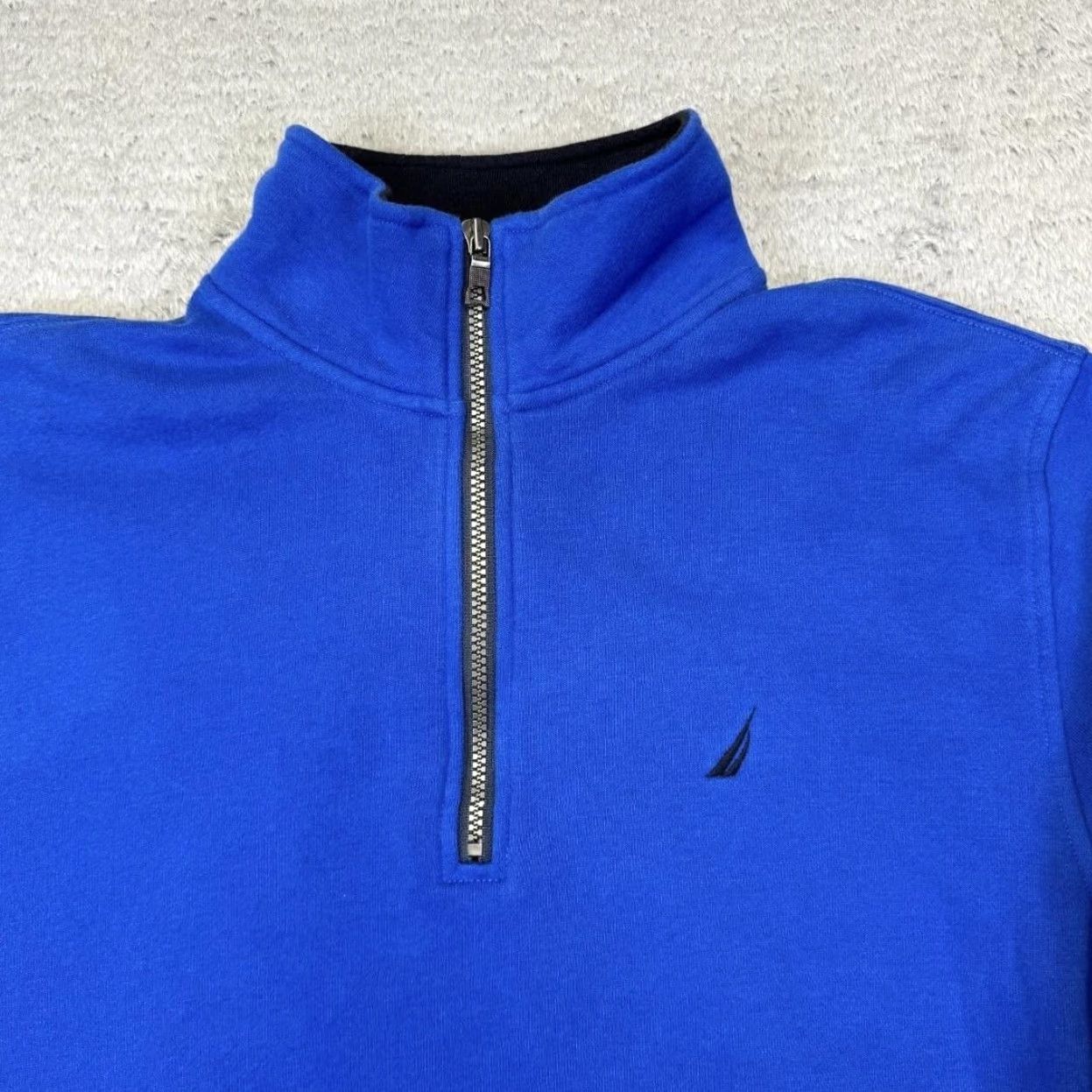 Nautica Nautica Sweatshirt Mens M Blue 1/4 Zip Mock Neck Fleece Lined Pullover Size US M / EU 48-50 / 2 - 2 Thumbnail