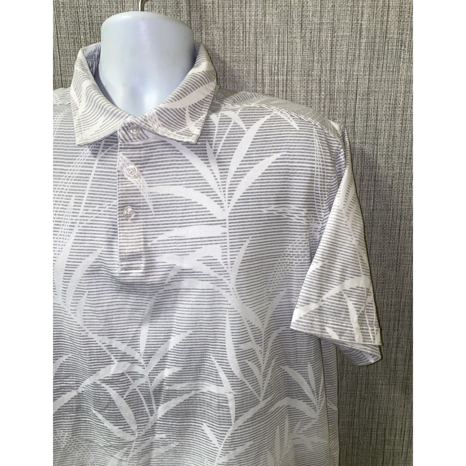 Nat Nast Nat Nast Polo Shirt Mens Short Sleeve Golf Collared Cotton/Polyester Gray White XL Regular Geometric Casual Shirt Size US XL / EU 56 / 4 - 2 Thumbnail