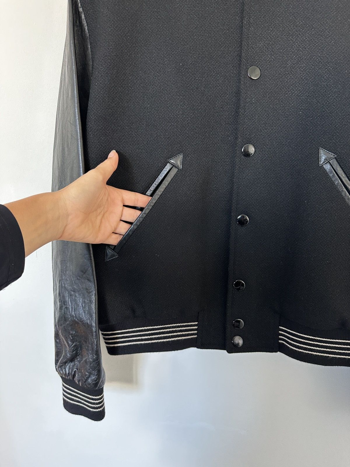 Celine Celine teddy varsity jacket black leather Hedi Slimane Size US M / EU 48-50 / 2 - 2 Thumbnail