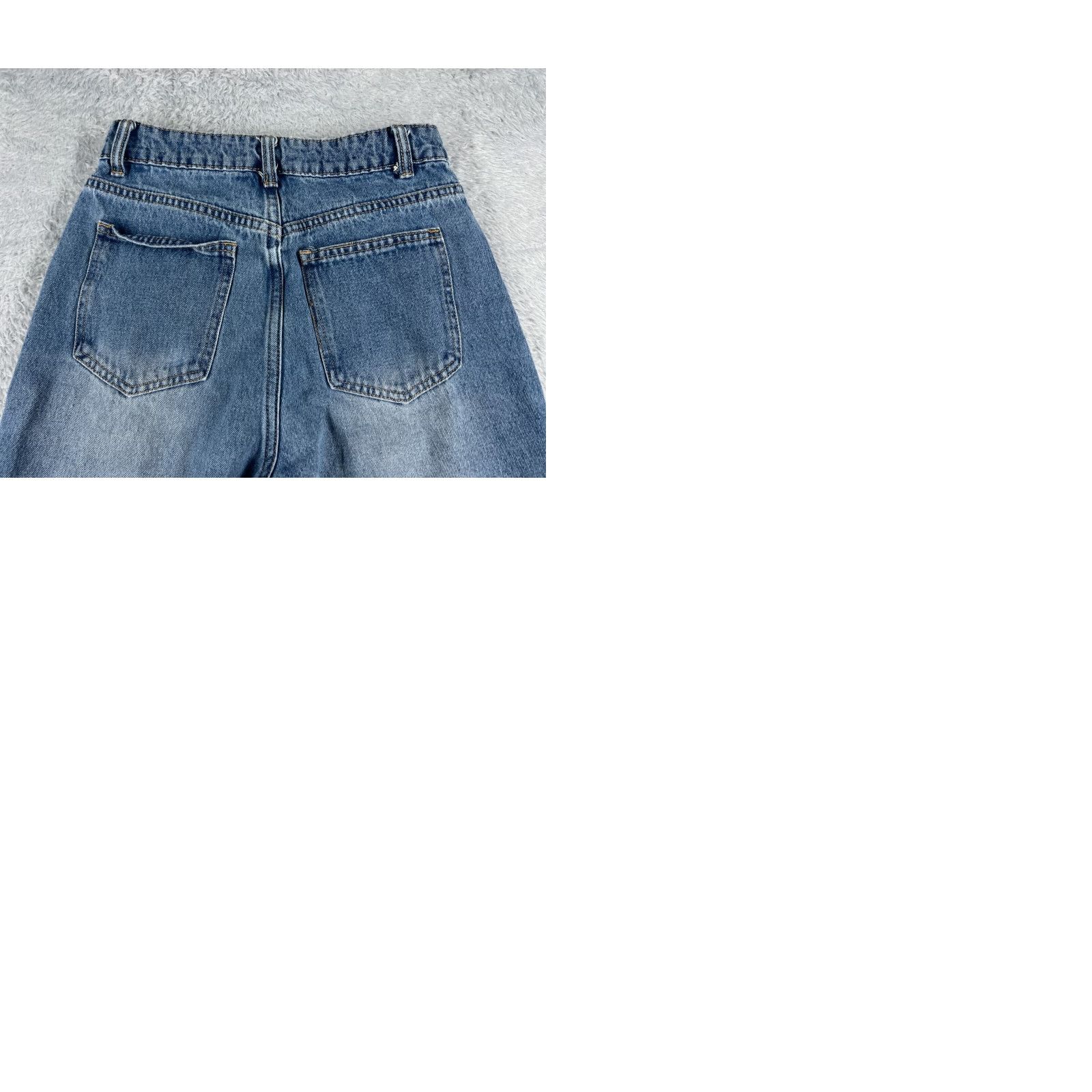 Vintage Dazy Jeans Womens 24 Blue Denim Jeans Straight Wide Leg Cotton Blend 24x26 Vintage No 5-Pocket Regular High Rise Blue Marine Pattern 90s Mens Women Size 42" / US 20 - 10 Thumbnail