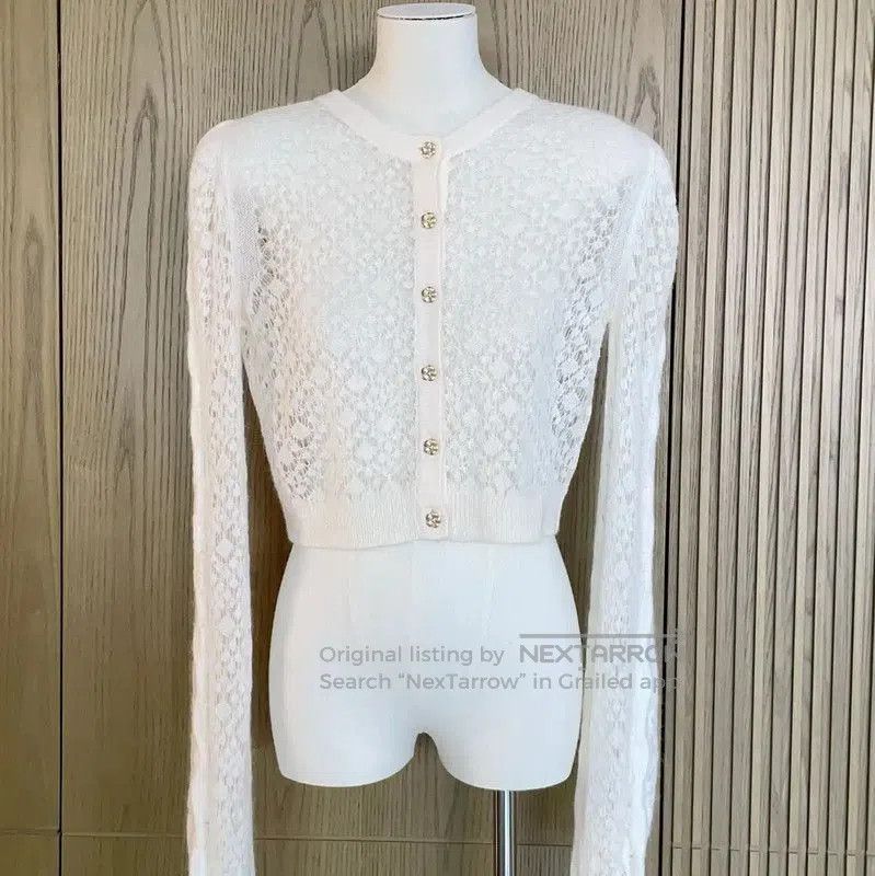 Chanel Chanel White Alpaca Wool Puff Sleeve Cardigan . Size S / US 4 / IT 40 - 4 Thumbnail