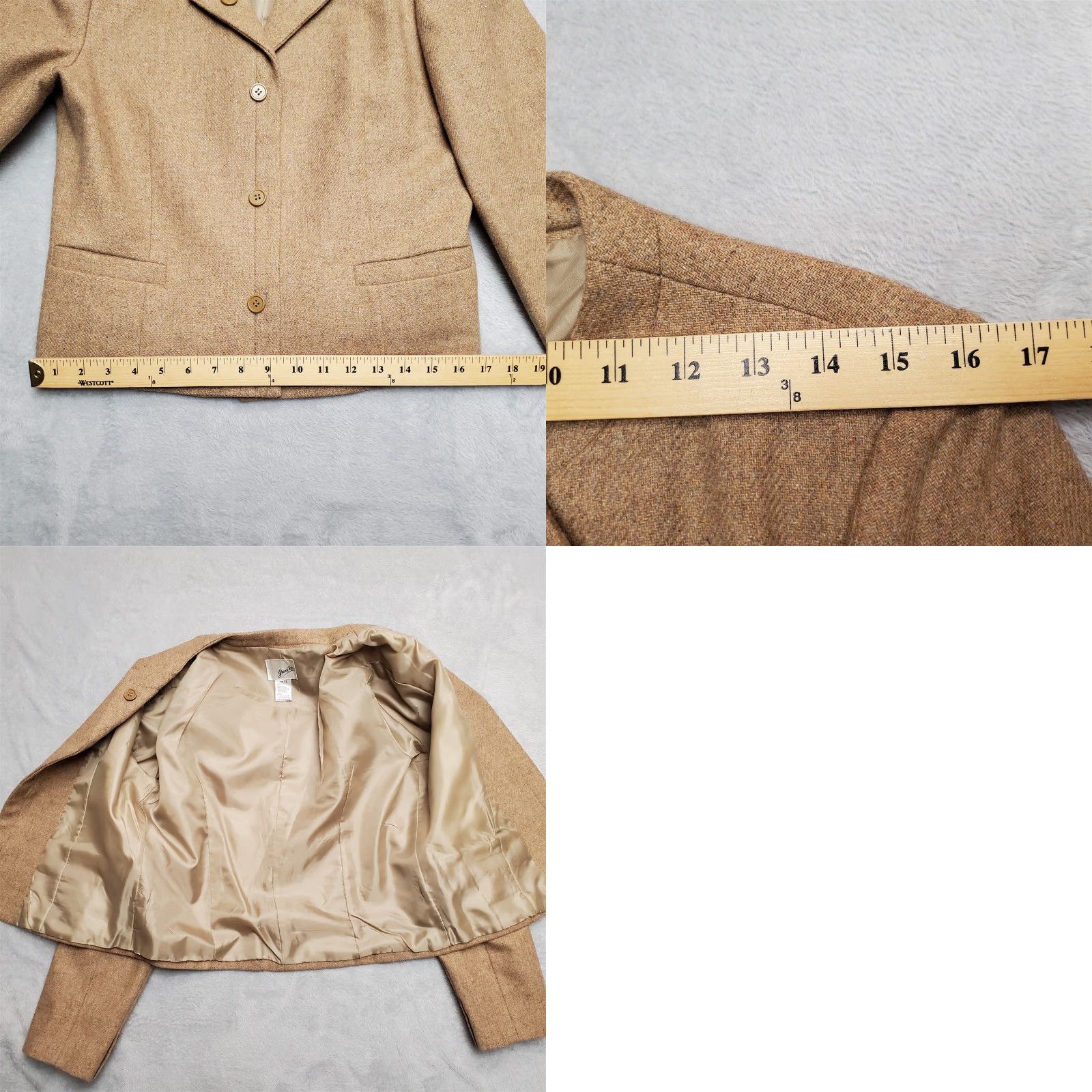Vintage VINTAGE Grand Tier Blazer Jacket Womens 12 Light Brown Wool Blend Three Button Pockets Casual Modern 90s? Size XL / US 12-14 / IT 48-50 - 9 Thumbnail