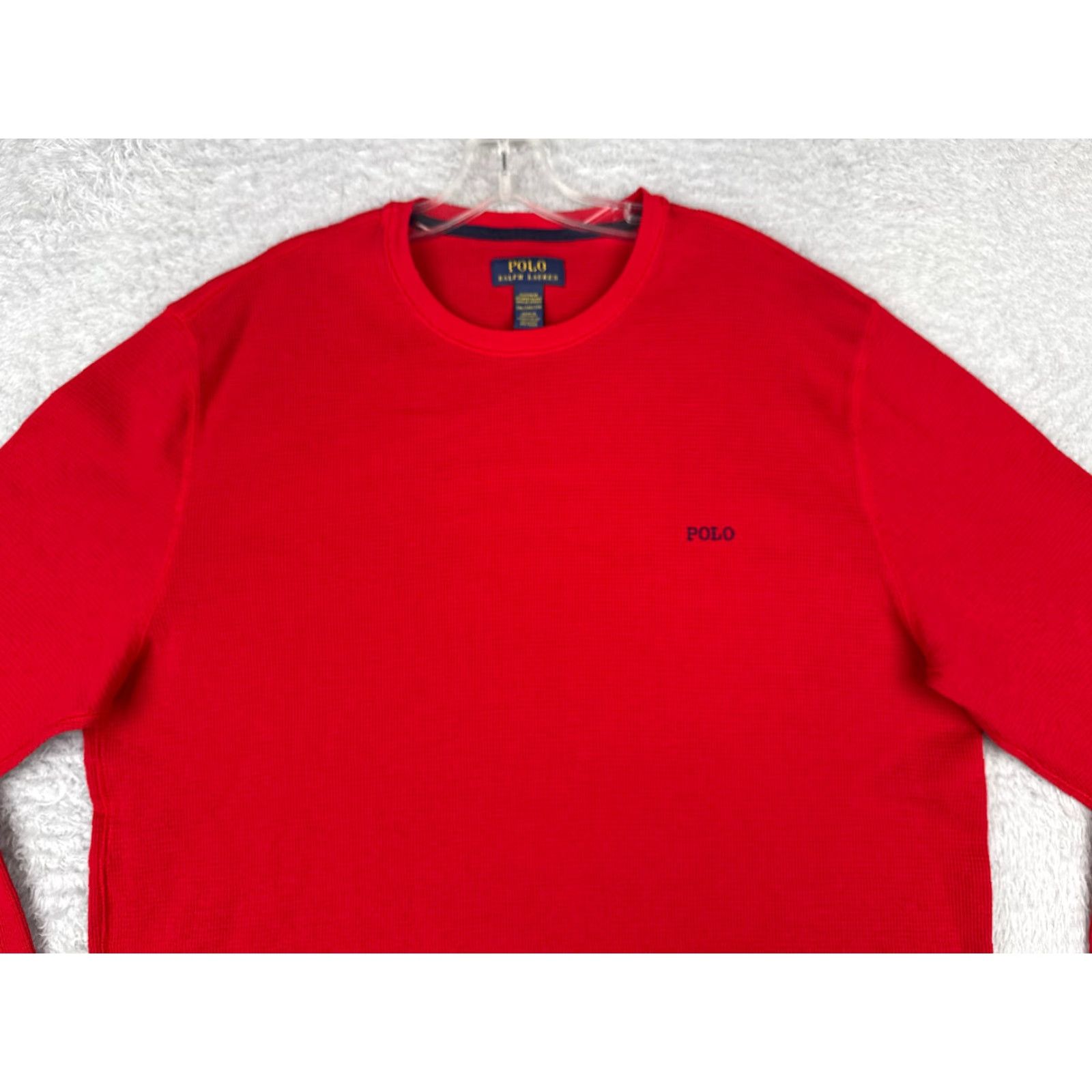 Polo Ralph Lauren Polo Ralph Lauren Shirt Men 2XL Red Thermal Knit Crew Neck Logo Long Sleeve - Regular Fit, Cotton, Vintage? No (Adult) Size US XXL / EU 58 / 5 - 4 Thumbnail