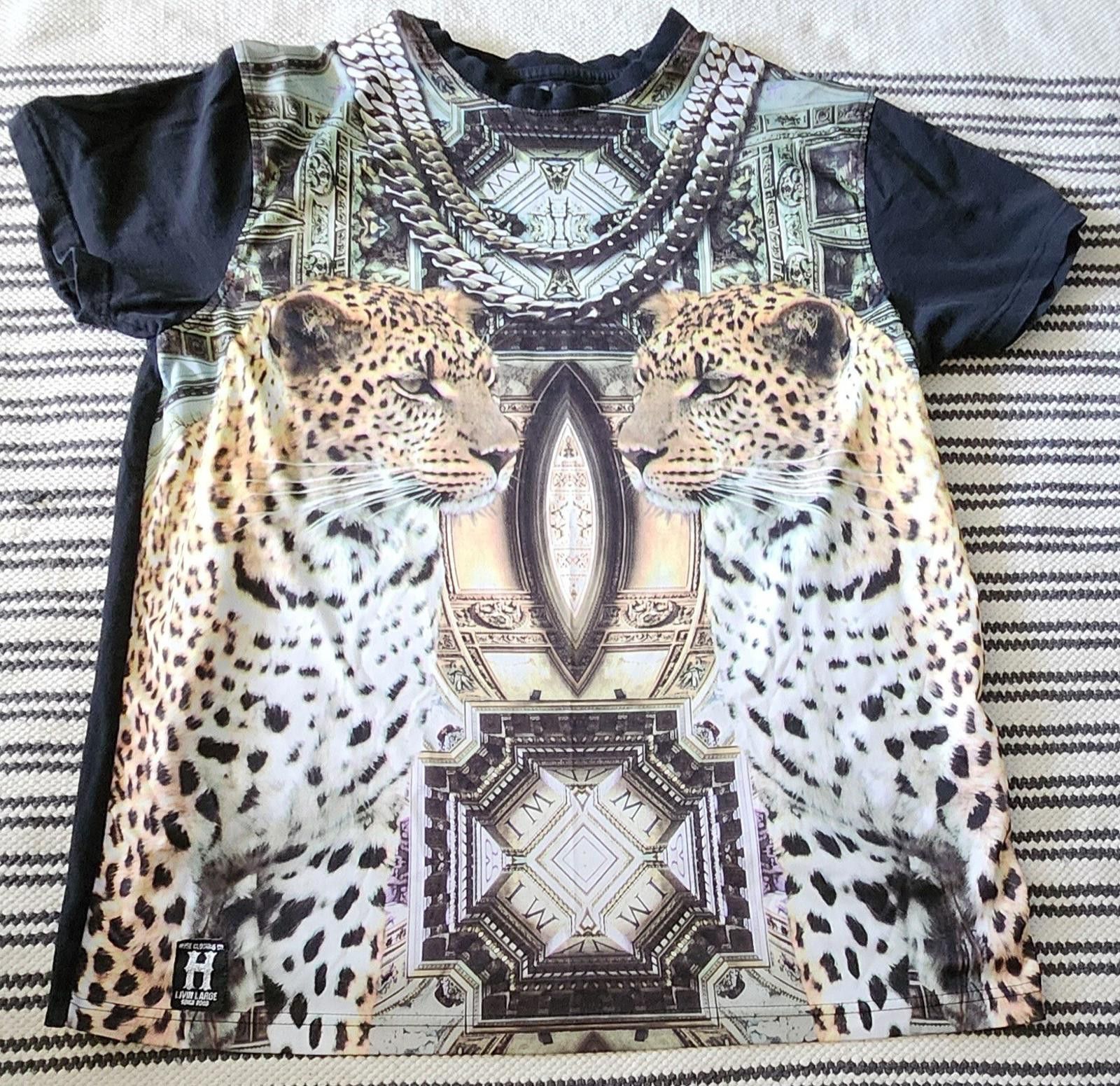 Designer Huge All Over Print Leopard T-Shirt Black Size XLarge Size US XL / EU 56 / 4 - 1 Thumbnail