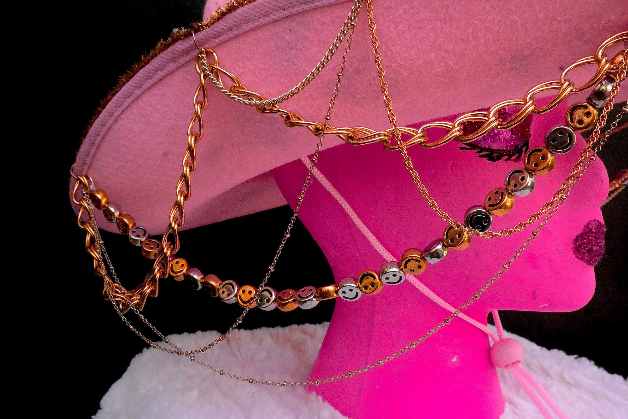 Handmade Pink Gold Leaf Cowgirl Hat Size ONE SIZE - 6 Thumbnail