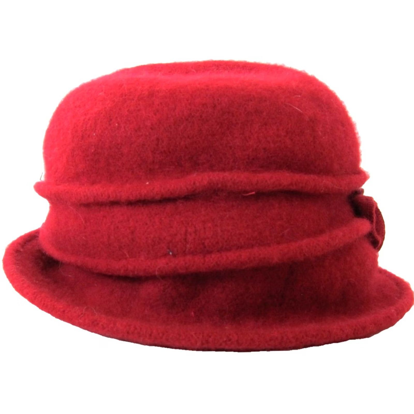 Vintage Shihreen 100% Wool Red Boiled Wool Floral Bucket Cloche Hat One Size Size ONE SIZE - 5 Thumbnail