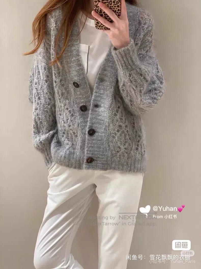 Brunello Cucinelli Brunello Cucinelli Mohair Sequin Openwork Knit Sweater Size M / US 6-8 / IT 42-44 - 9 Thumbnail