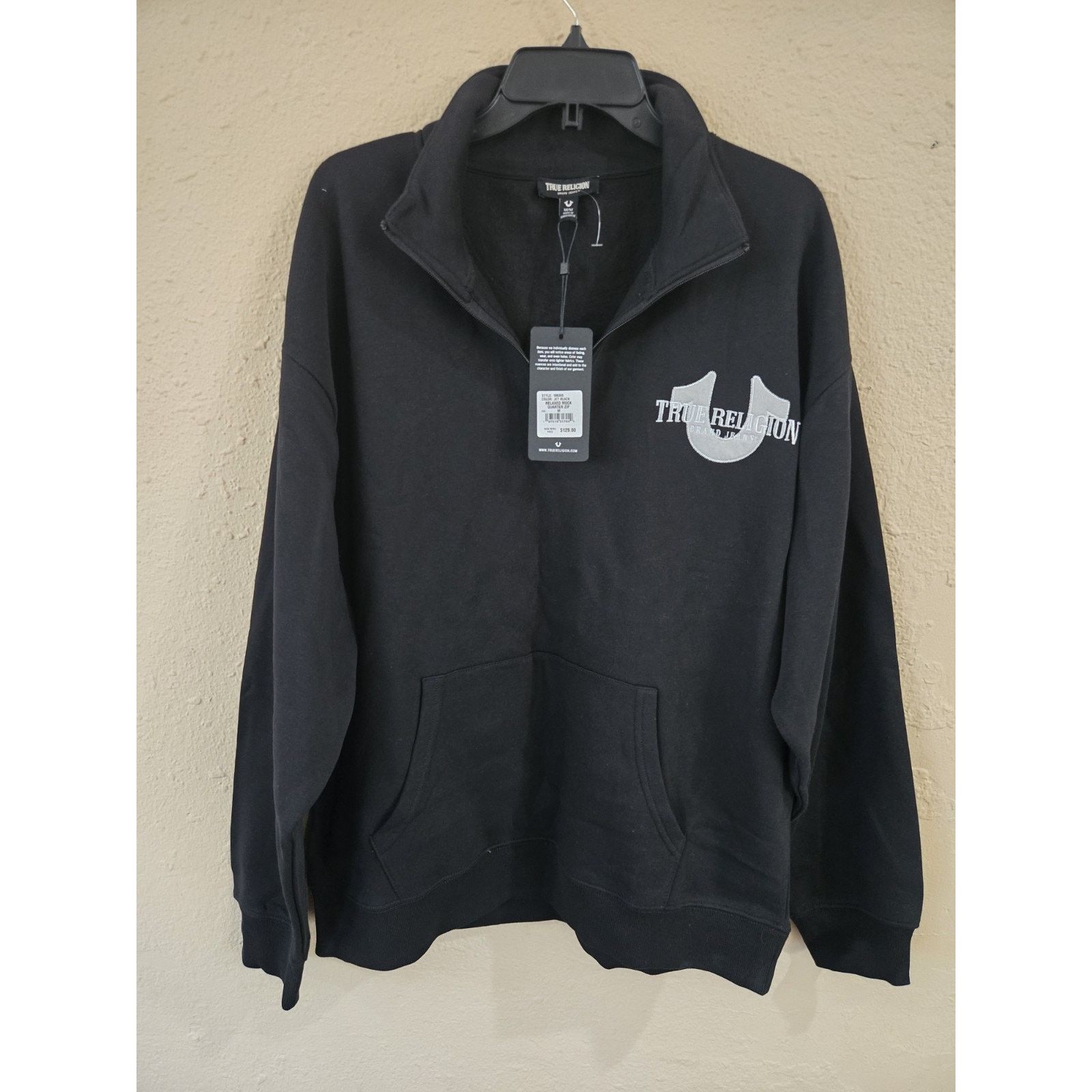 True Religion True Religion Black Relaxed Mock 1/4 Zip Sweatshirt, M $129 Size US M / EU 48-50 / 2 - 1 Thumbnail