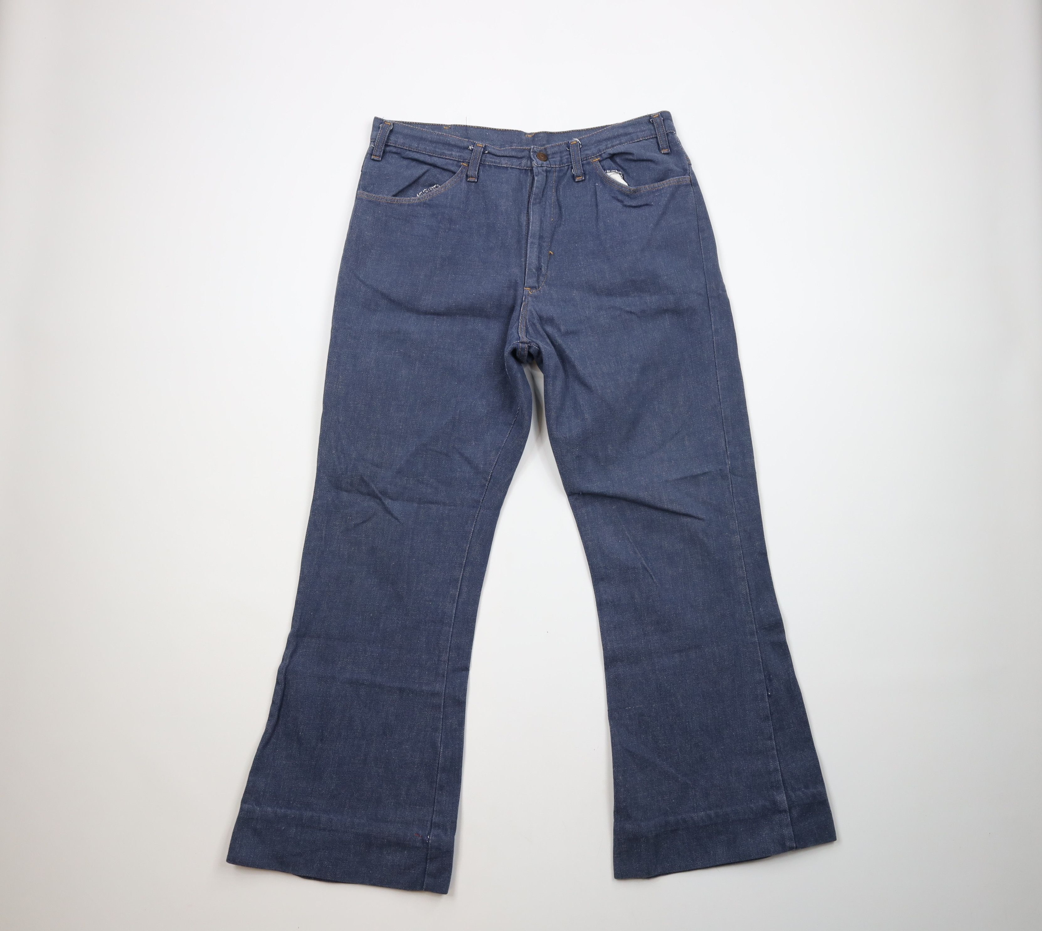 Vintage Vintage 70s Streetwear Wide Leg Bell Bottoms Jeans Blue USA Size 34 - 1 Thumbnail