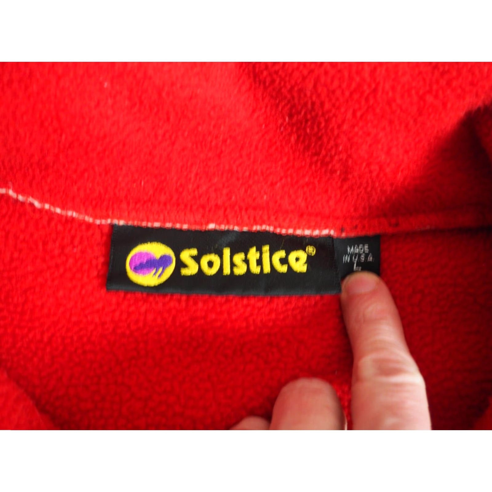 Vintage VINTAGE Solstice Jacket Shirt Mens L Red Black Nylon Fleece Zip 80s 90s Windbreaker Outdoor Hiking Walking Season Fall Winter Size US L / EU 52-54 / 3 - 4 Thumbnail