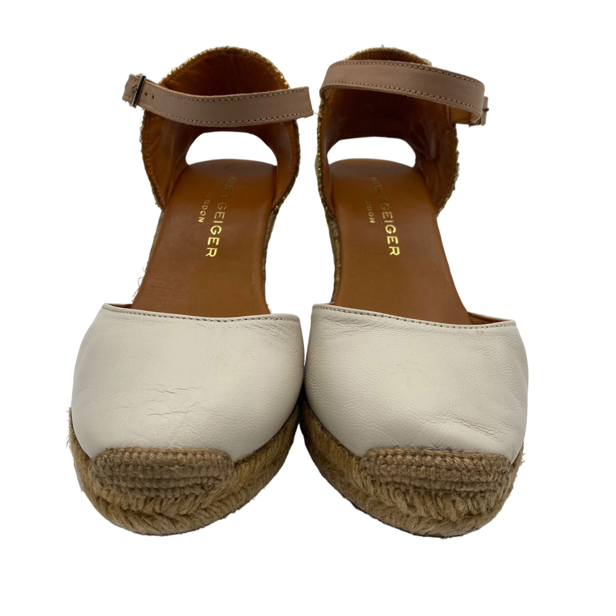 Kurt Geiger Kurt Geiger London Monty White/Gold wedge heel espadrilles W Size US 8 / IT 38 - 3 Thumbnail