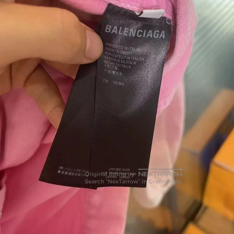 Balenciaga Balenciaga Pink denim jacket with chest embroidery, size 3 Size XS / US 0-2 / IT 36-38 - 4 Thumbnail