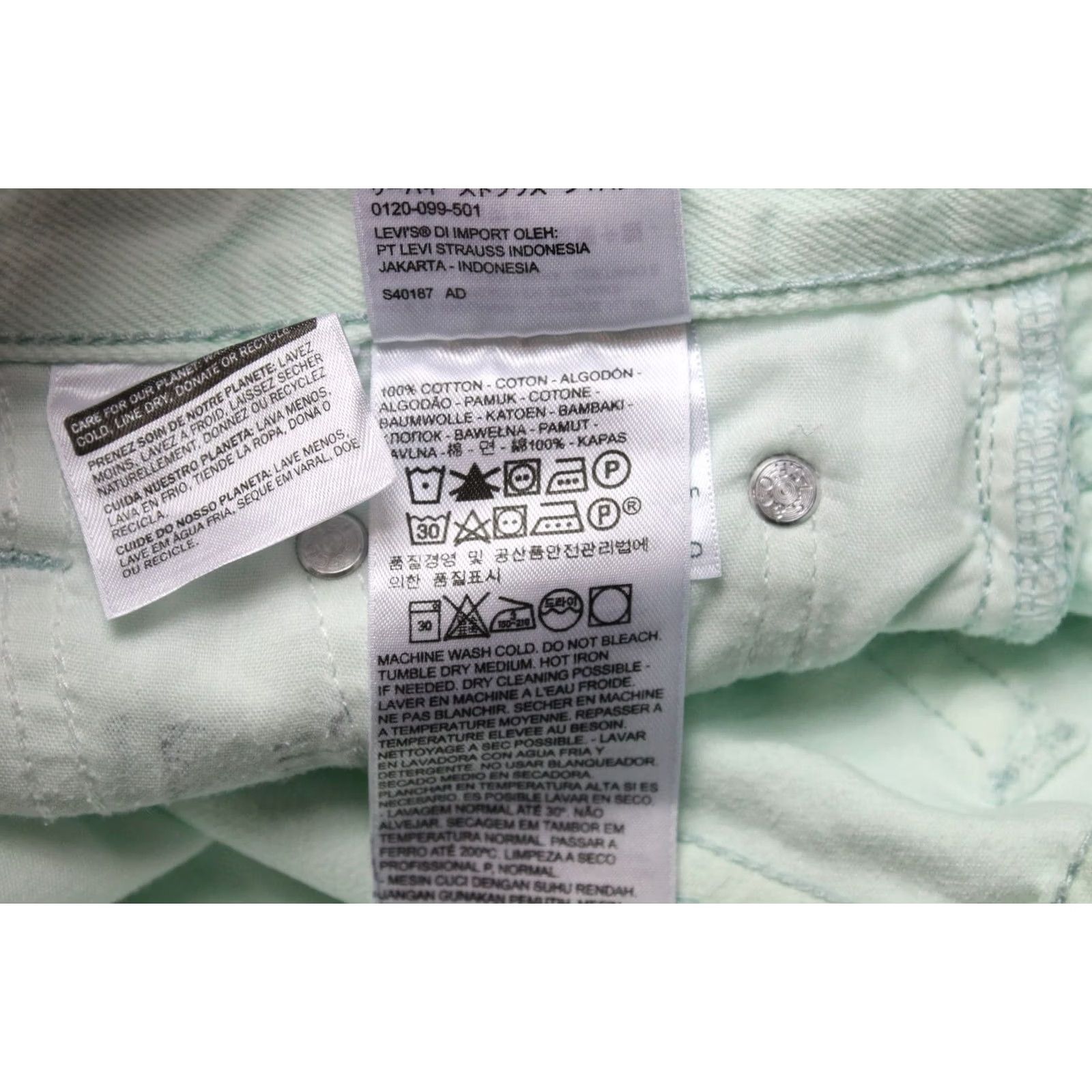 Levi's Levi's Women's Jeans W26 Slim Fit Button Mint Green 22861 Distressed Size 26" / US 2 / IT 38 - 7 Thumbnail