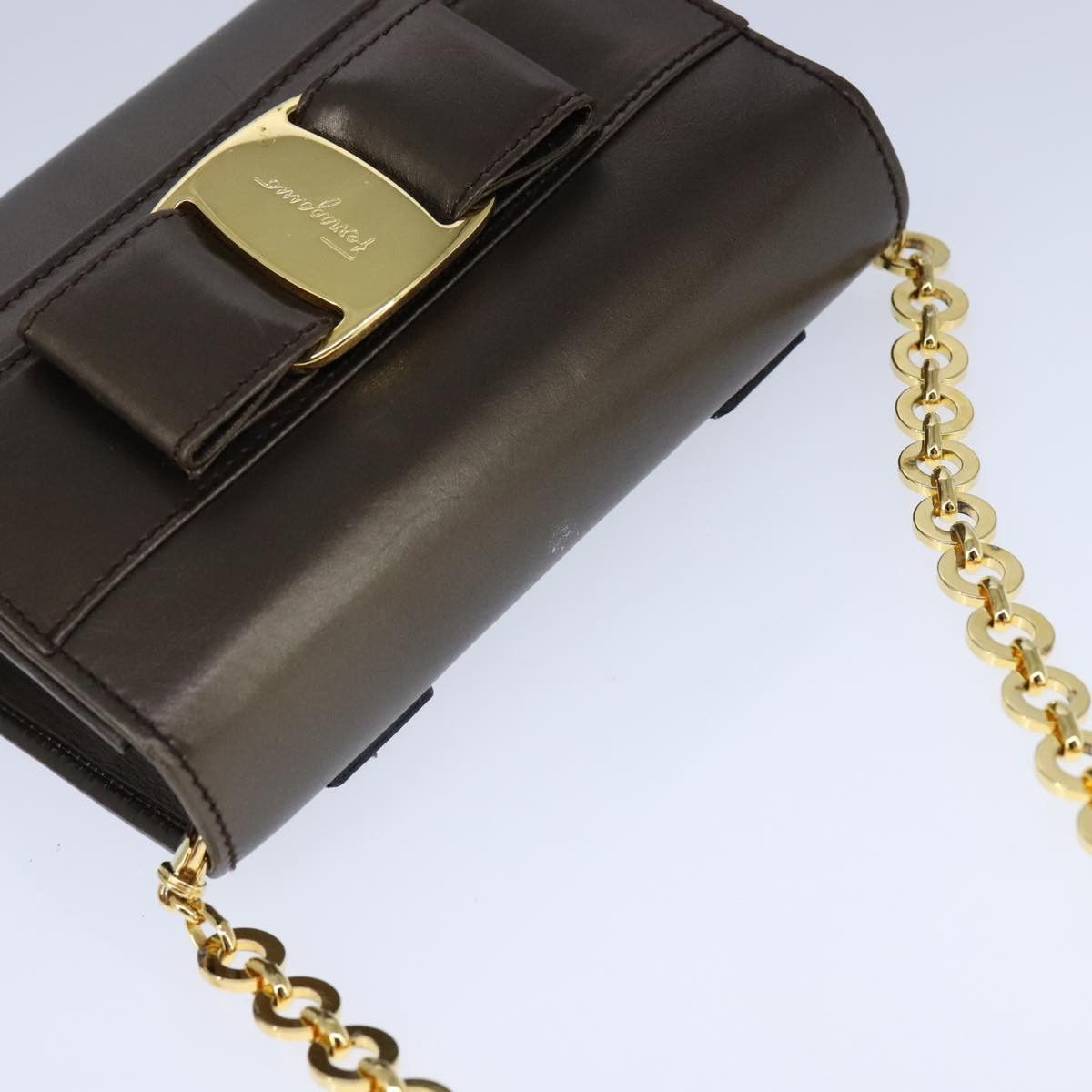 Salvatore Ferragamo Salvatore Ferragamo Vala Chain Shoulder Bag Leather Brown Size ONE SIZE - 6 Thumbnail