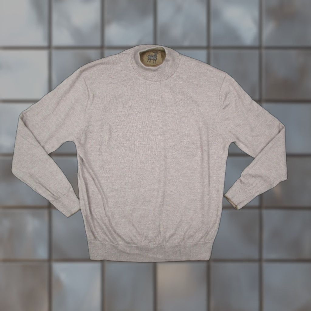 Vintage VINTAGE Raffi Men's Sweater Pullover Long Sleeve Mock Neck Knit Wool Casual Fall Winter Mens XL Beige Size US XL / EU 56 / 4 - 1 Thumbnail