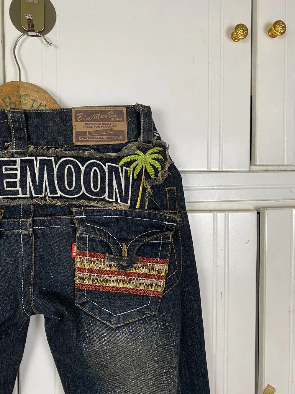 Japanese Brand × Vintage Vintage Double Waist Denim Blue Moon Blue Size US 30 / EU 46 - 9 Thumbnail