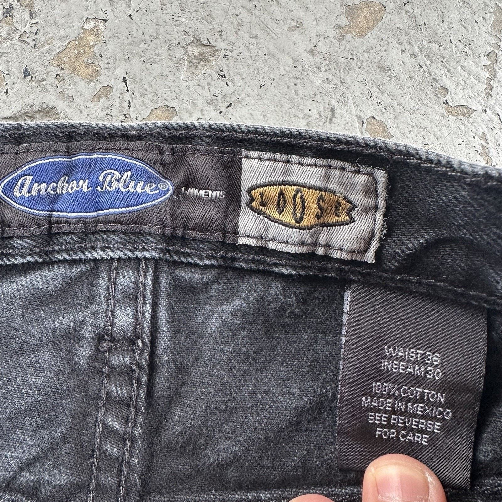Anchor Blue × Vintage Vintage Anchor Blue Faded Black Loose Denim Jeans 36x30 Size US 36 / EU 52 - 7 Thumbnail