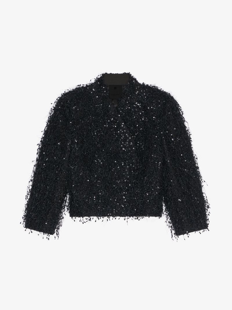 Givenchy o1w1db10326 Little Sequins Jacket in Black Size XXS / US 00 / IT 34 - 1 Thumbnail