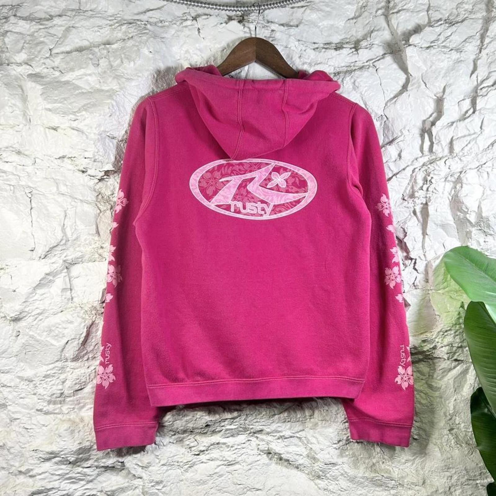 Rusty Y2K Rusty Surf Center Logo Pink Hoodie Size XS Size XS / US 0-2 / IT 36-38 - 4 Thumbnail