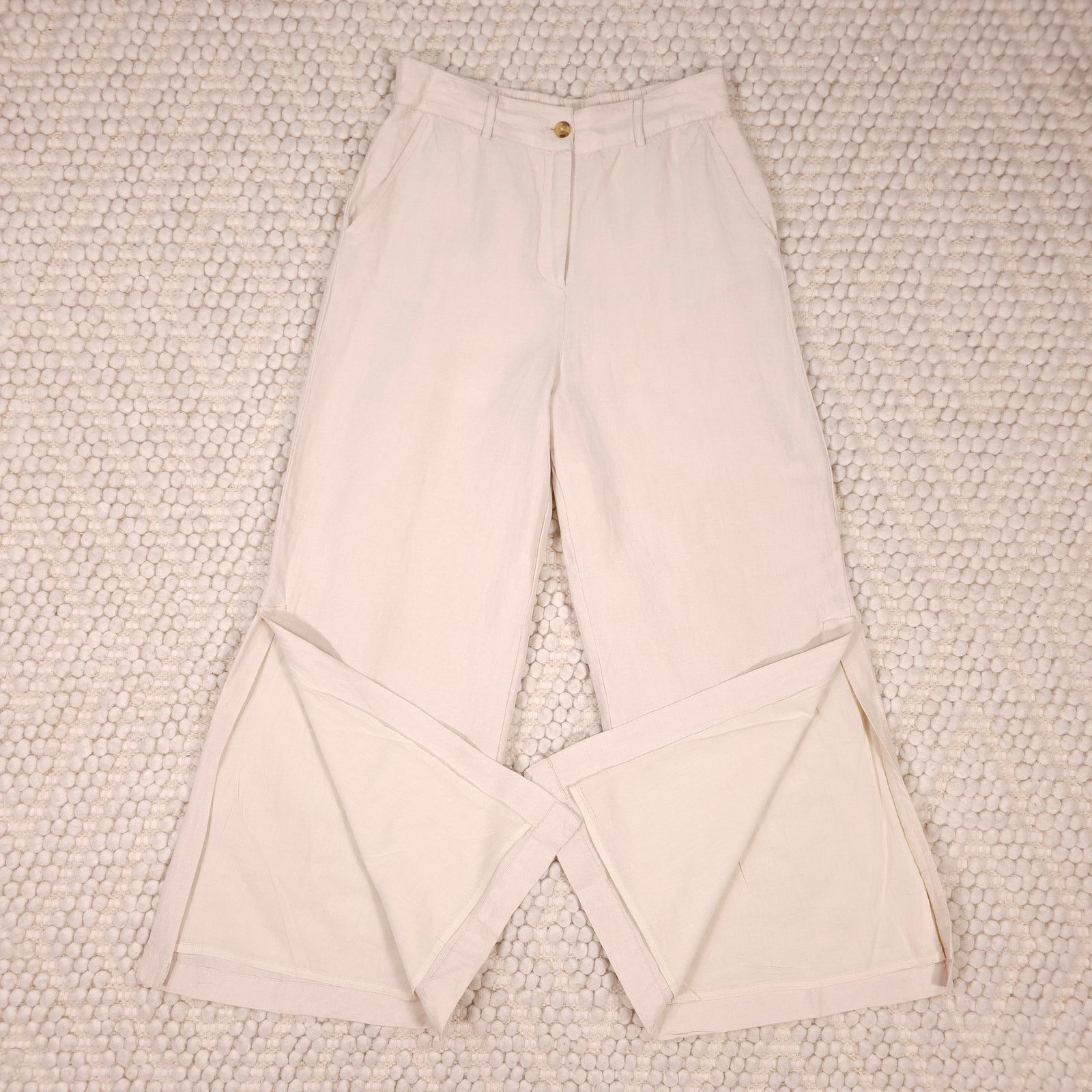 Boston Proper Boston Proper Linen Wide Leg Pants Natural Sz 10 Size 32" / US 10 / IT 46 - 2 Thumbnail