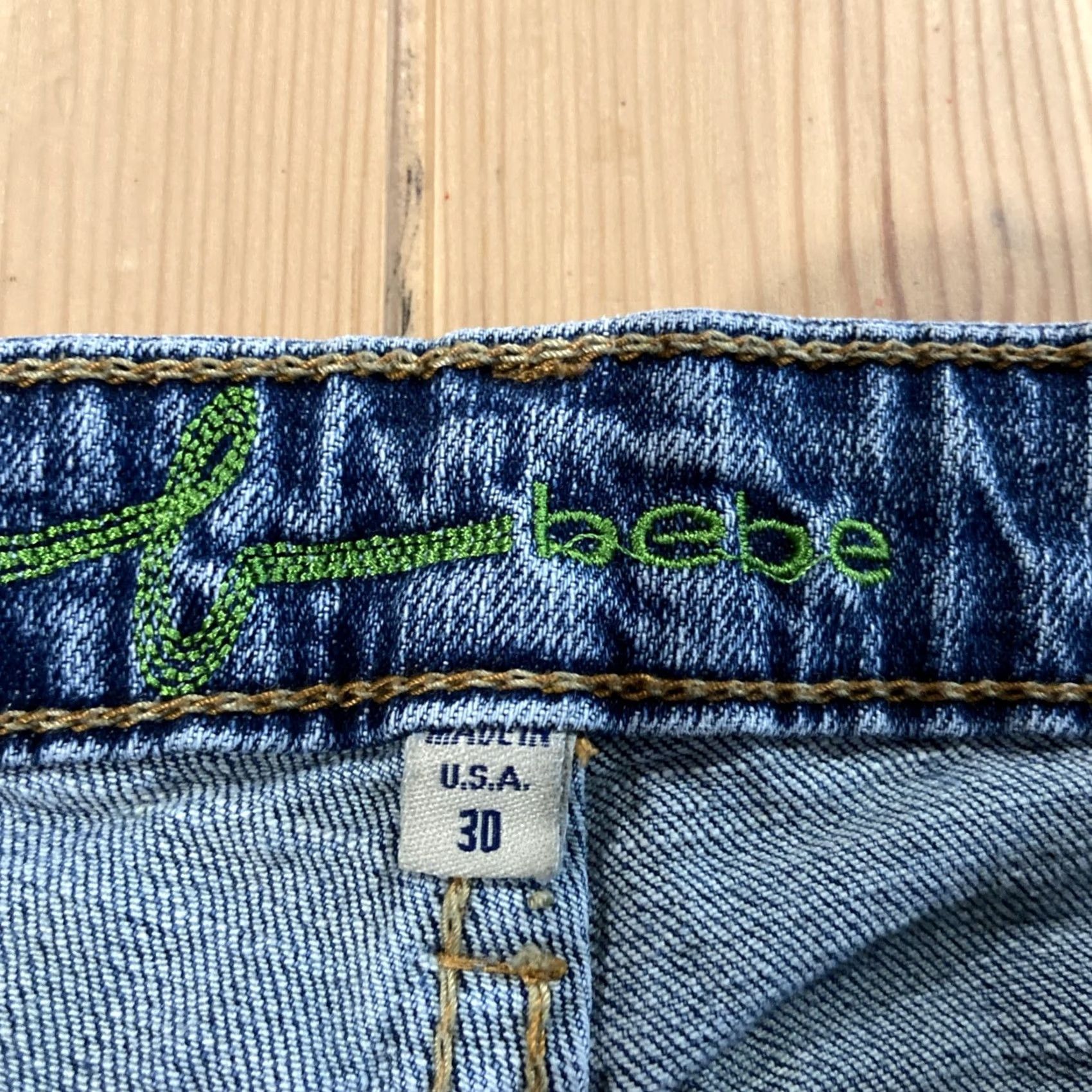 Bebe VINTAGE bebe jeans Women's Jeans Flared 30 Medium Wash Blue USA Y2K Bedazzled 5-Pocket Denim Regular Womens Size 30" / US 8 / IT 44 - 5 Thumbnail