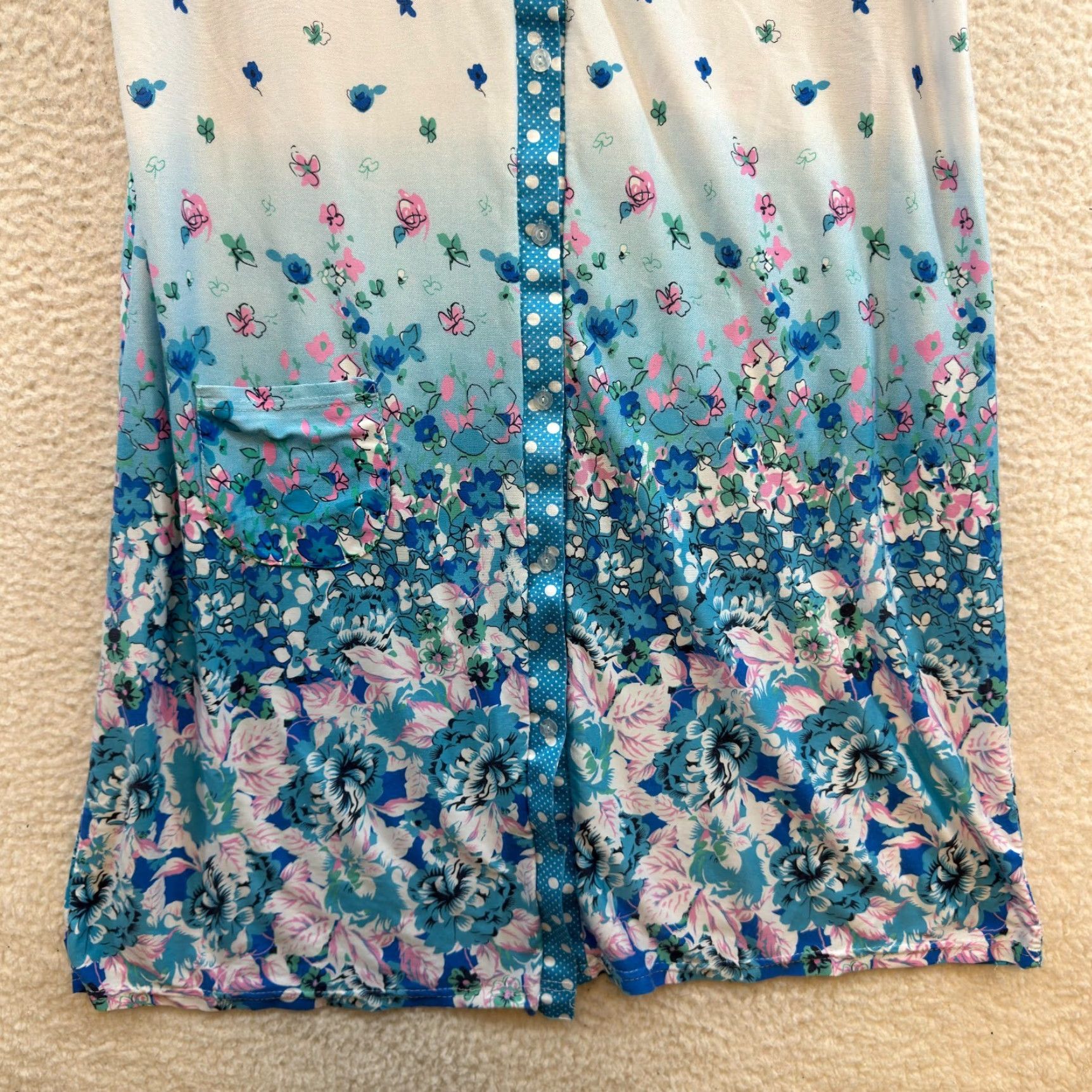 Vintage VINTAGE Betsy Nightgown Sleep Dress 1X Plus Size Blue Butterfly Floral Grandma Granny Dress Women Girls-? Size XL / US 12-14 / IT 48-50 - 4 Thumbnail