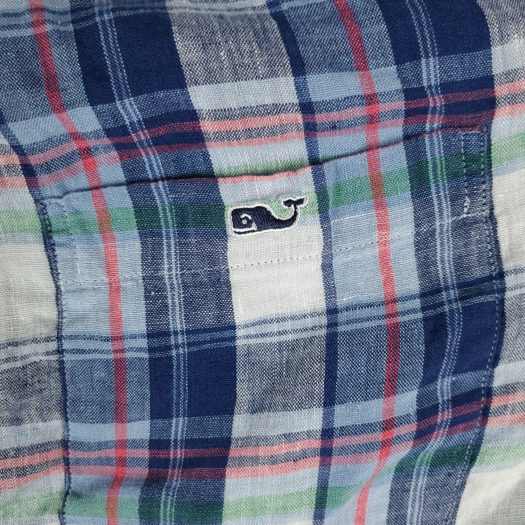 Vineyard Vines Vineyard Vines Shirt Mens XL Blue Plaid Linen Slim Fit Button-Up Long Sleeve Size US XL / EU 56 / 4 - 2 Thumbnail