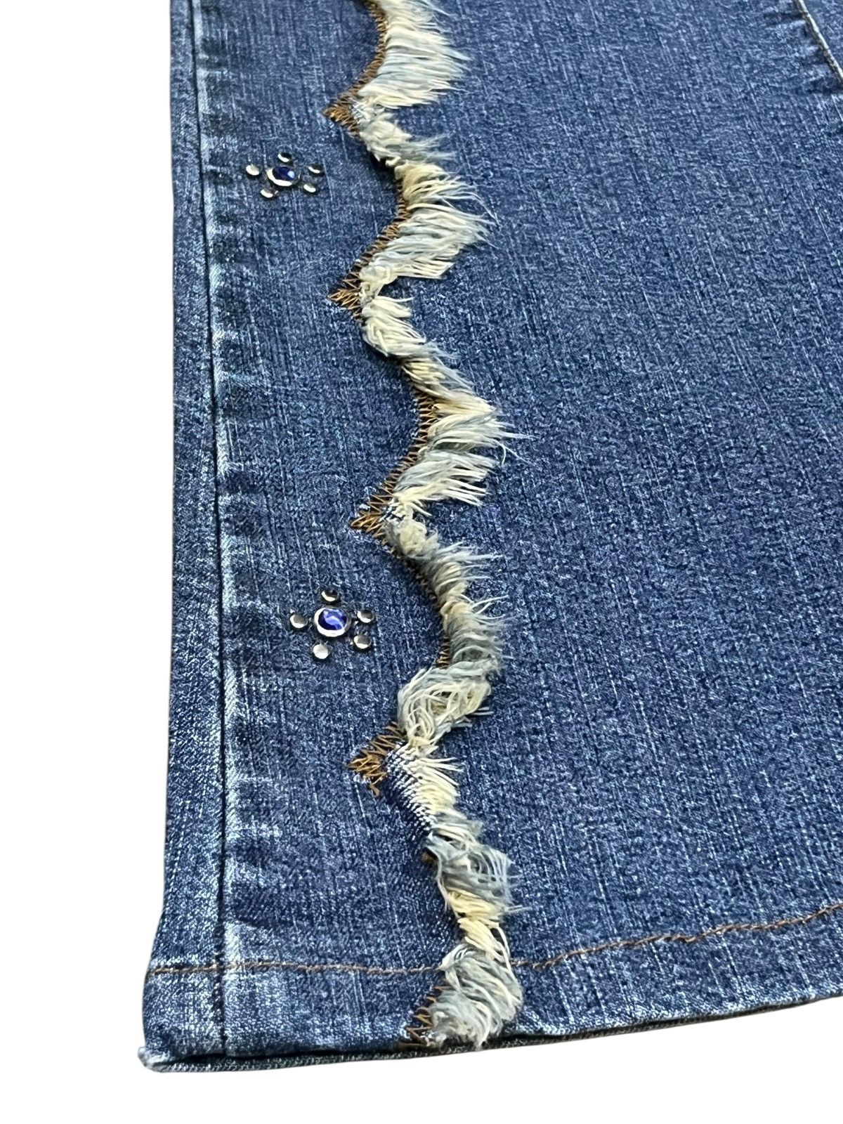 Fragment Design UNIFEEL Gemstones Studded Frayed Stretch Denim Flare Jeans Size 28" / US 6 / IT 42 - 6 Thumbnail