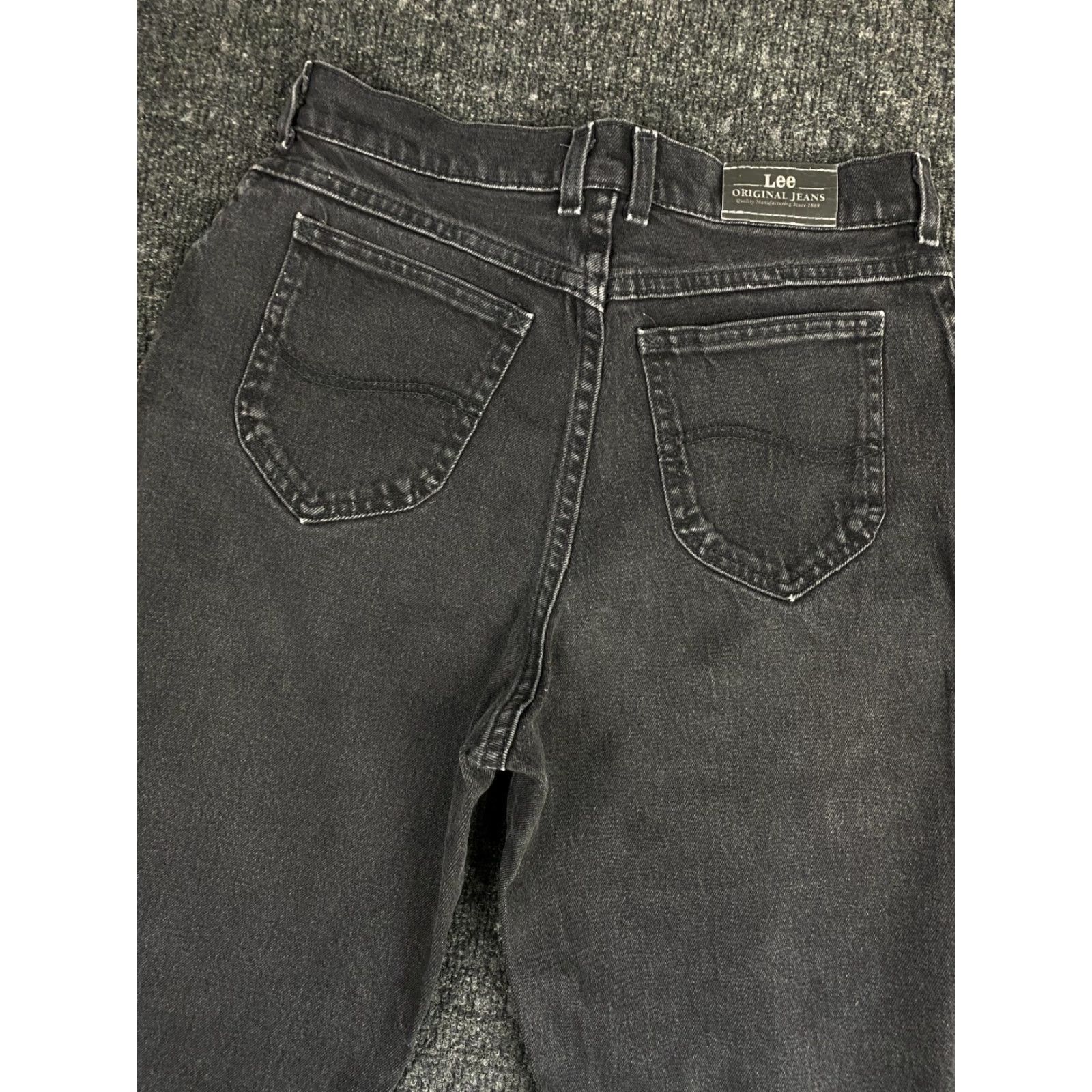 Lee VINTAGE Lee Original Jeans High Waisted Faded Black Size 10 30 x 31 Womens Jeans Retro Logo Hipster 90s Womens Lee Jeans Regular Rise Size 32" / US 10 / IT 46 - 4 Thumbnail