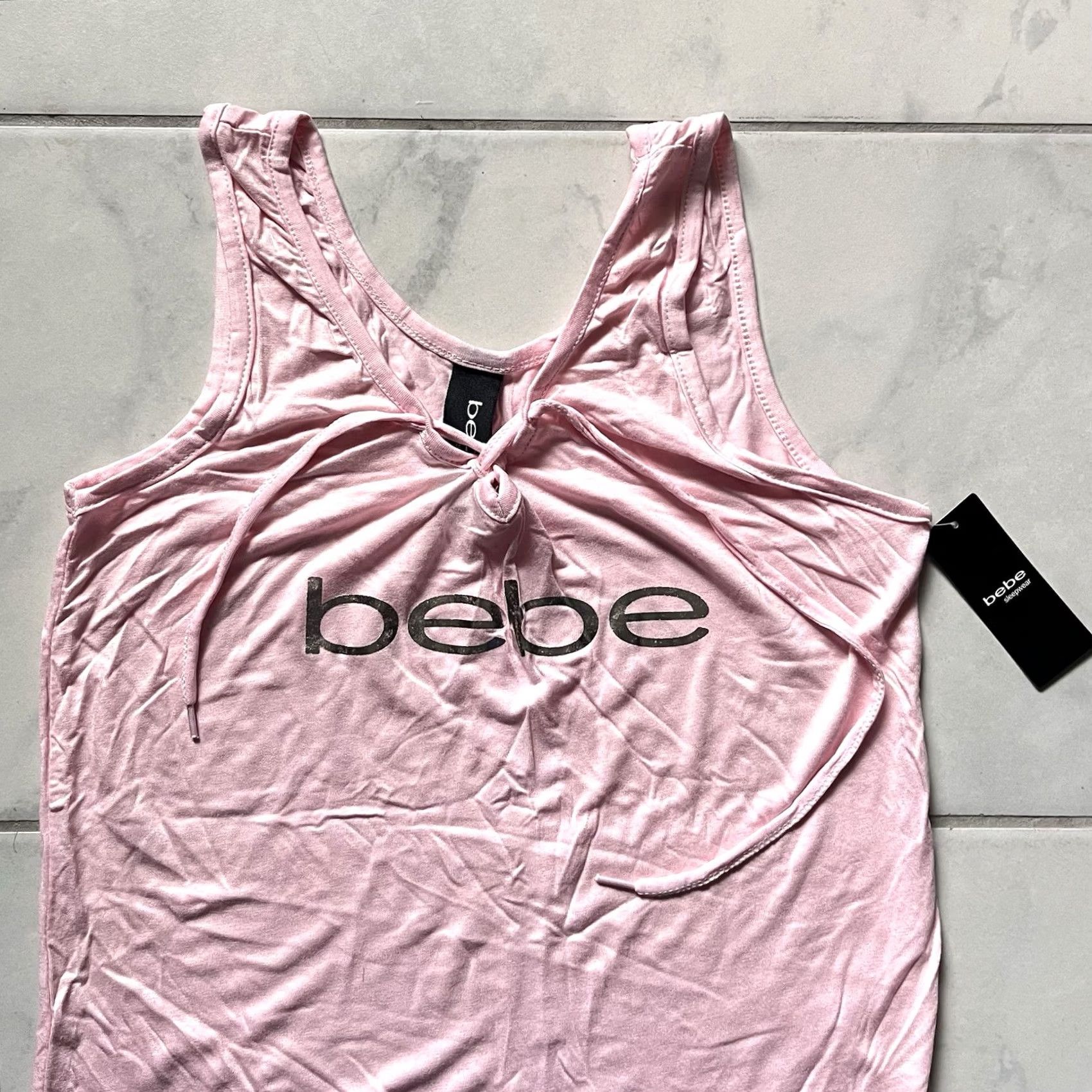 Bebe Bebe Tank Top Medium Pink Womens Stretch Fit Sleeveless V-Neck Pullover Cotton Spandex Easy Care 4 Seasons Regular Size M Size M / US 6-8 / IT 42-44 - 2 Thumbnail