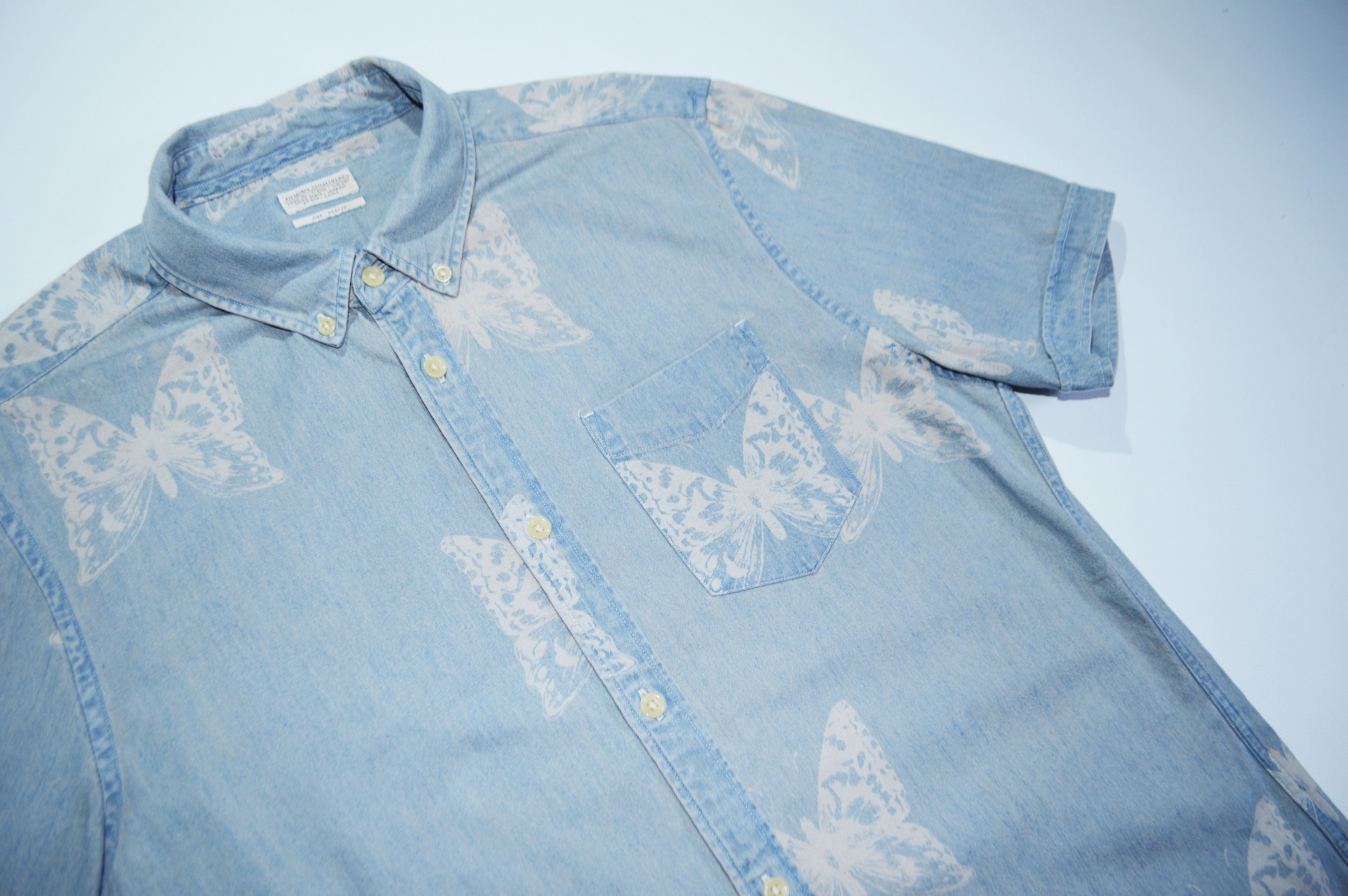 Allsaints Allsaints Papillon S/S Printed Cotton Light Denim Shirt Size US M / EU 48-50 / 2 - 2 Thumbnail