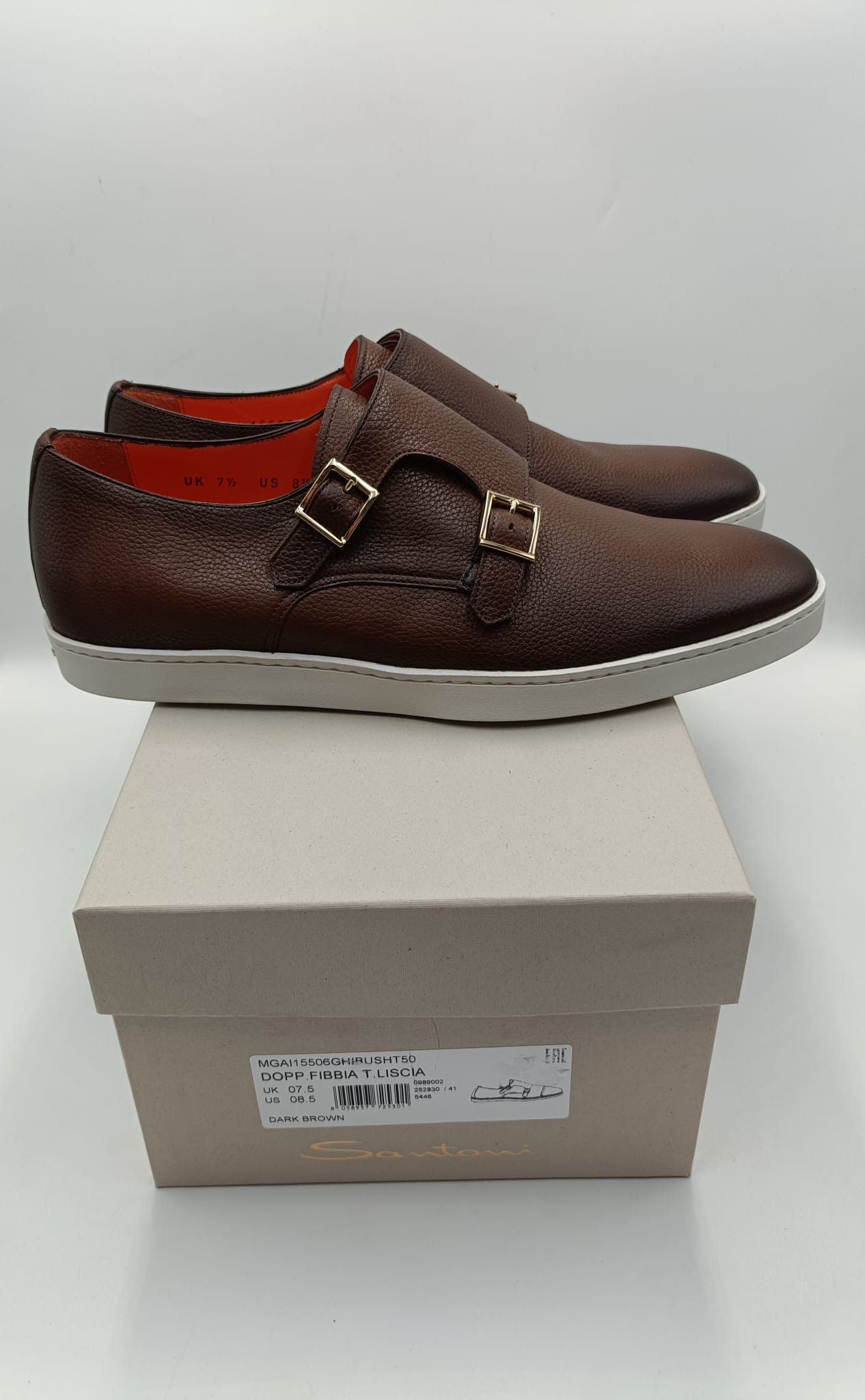 Santoni Santoni Double Monk Strap Sneakers - Brown Leather Size US 8.5 / EU 41-42 - 10 Thumbnail