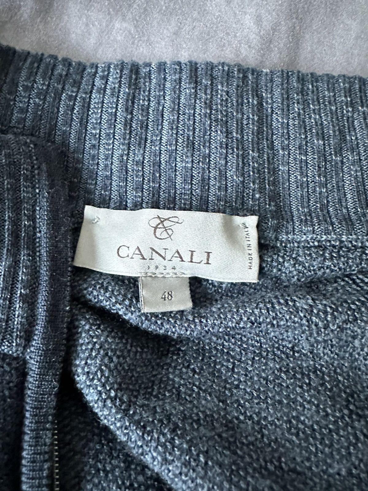 Canali Waffle-Knit Wool Zip-Up Cardigan Size IT 48 Blue Size US M / EU 48-50 / 2 - 5 Thumbnail