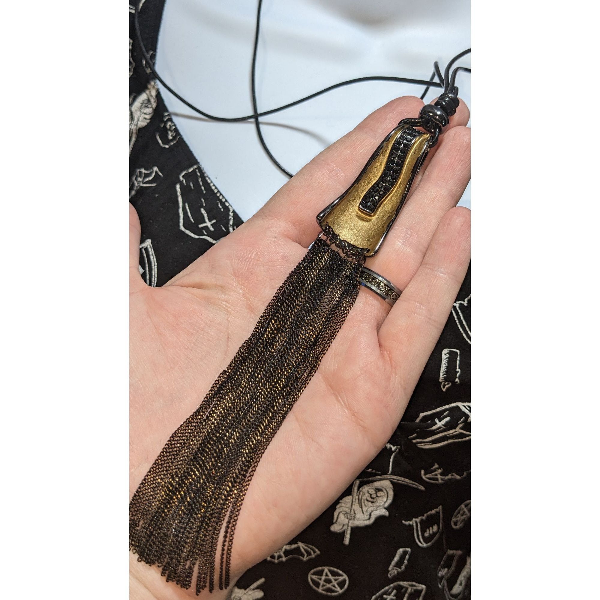 Other Sweet Lola Gothic Black & Gold Tassel Pendant Necklace Size ONE SIZE - 5 Thumbnail