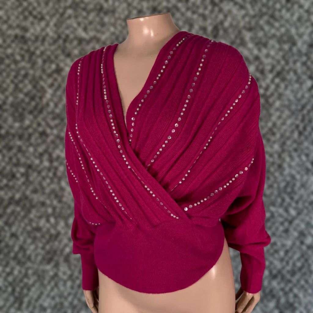 Vintage VINTAGE 80s 90s Italy Angora Wool Beaded Sequin Rabbit Sweater Women's Small V1 Size M / US 6-8 / IT 42-44 - 1 Thumbnail