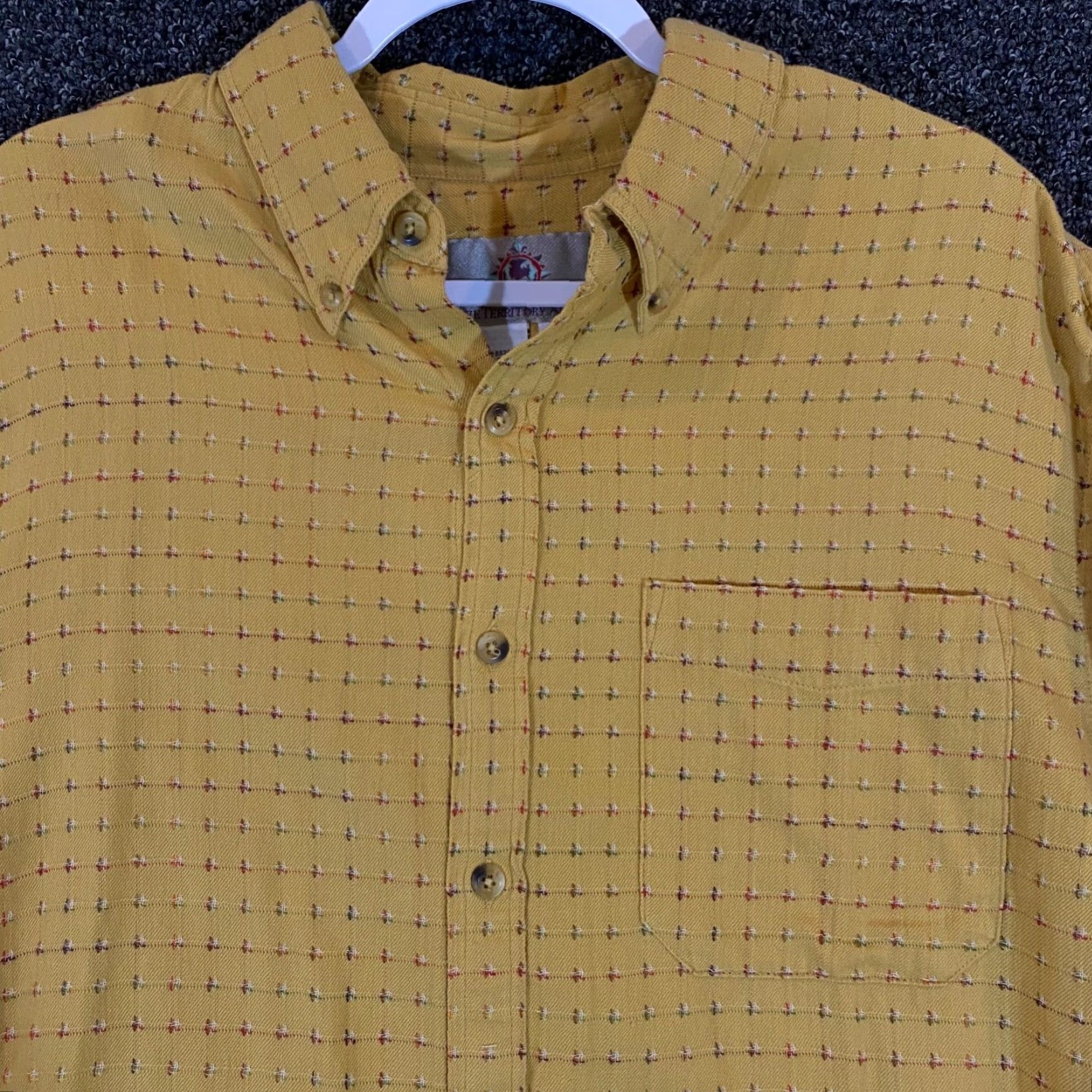 The Territory Ahead VINTAGE is not applicable; Territory Ahead Shirt Mens L Yellow Button-Up Long Sleeve Outdoor Hiking Size US L / EU 52-54 / 3 - 2 Thumbnail