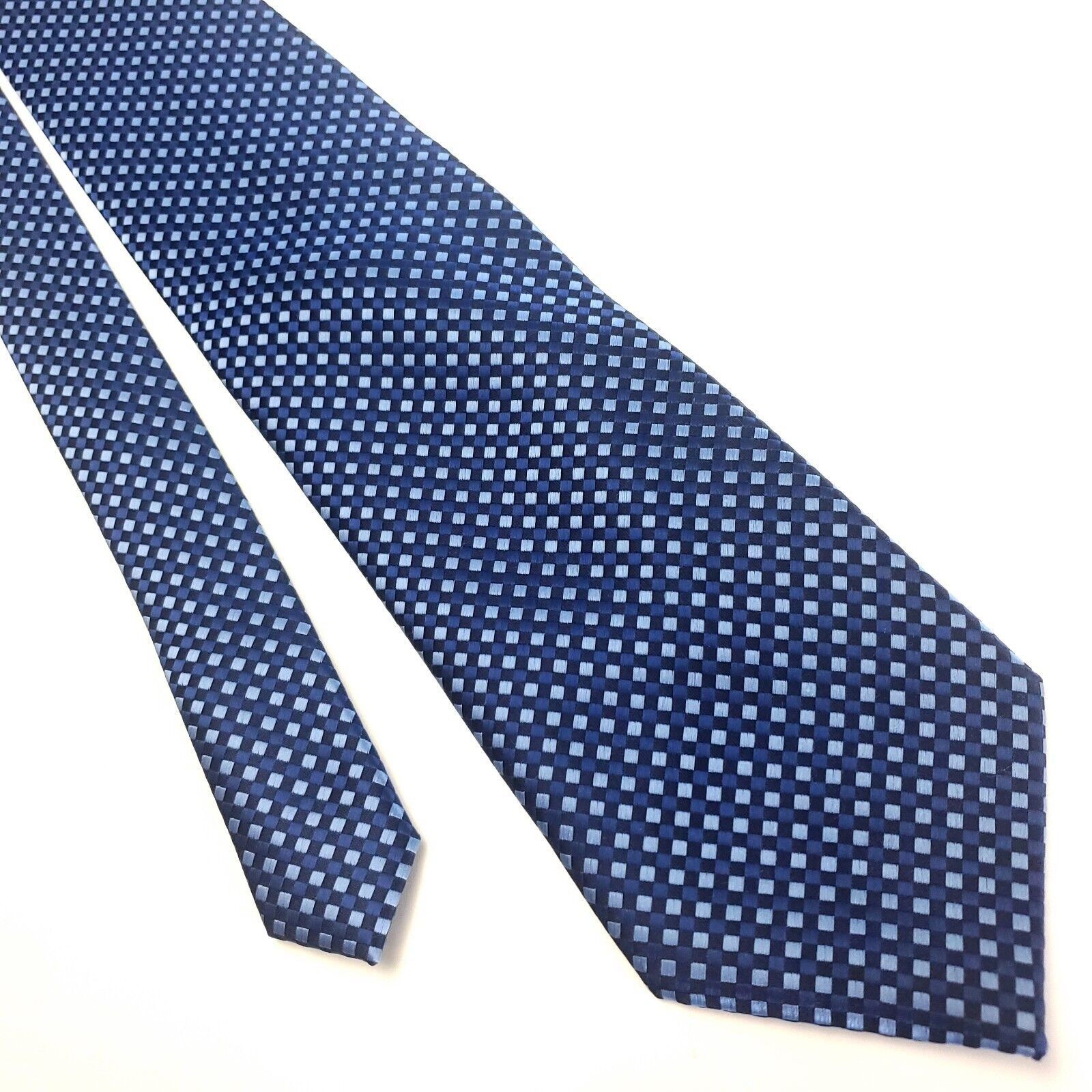 George George Blue White Polyester Tie Woven Check Size ONE SIZE - 1 Thumbnail