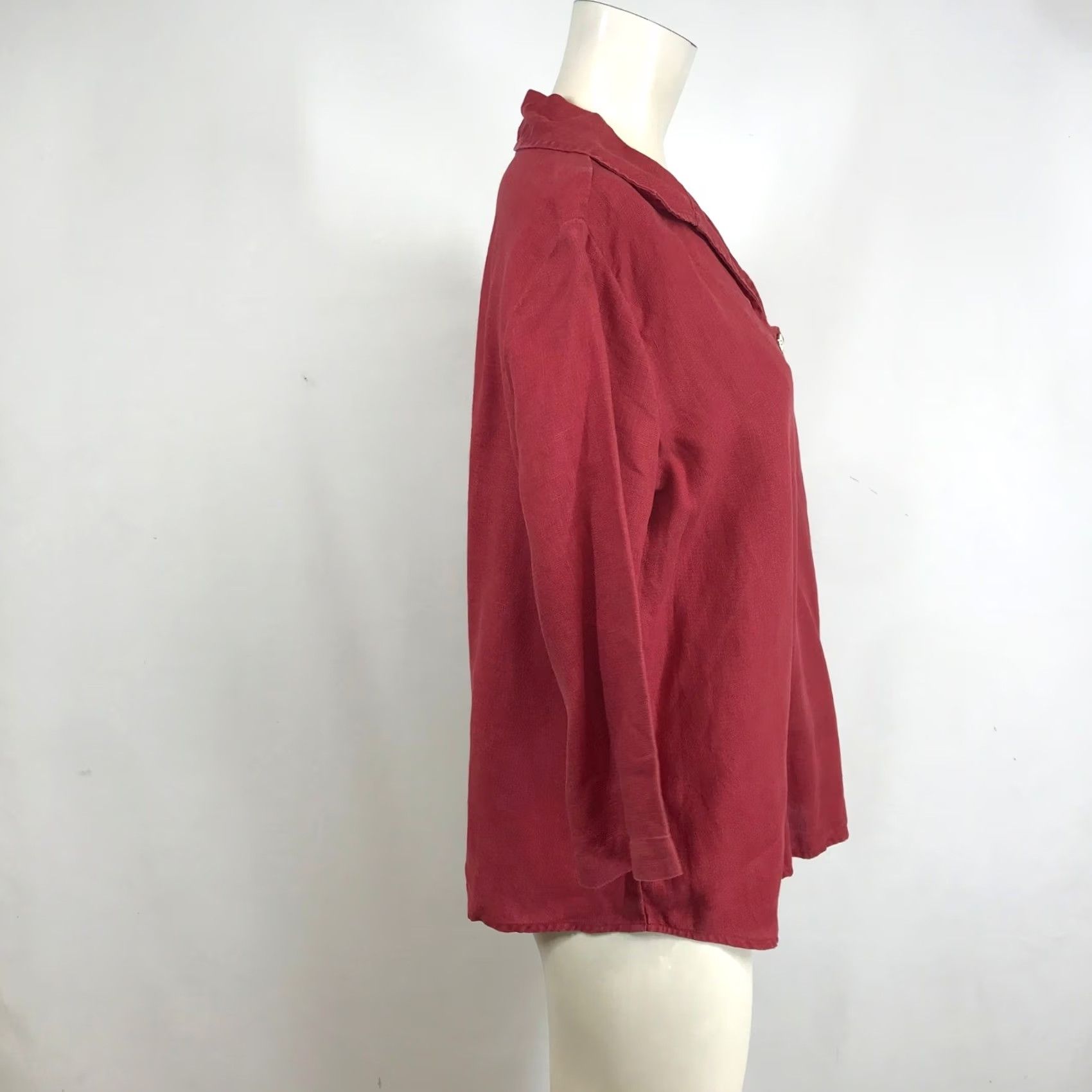 Vintage HOT COTTON Tunic Top 3/4 Sleeve Red Linen Womens M Size M / US 6-8 / IT 42-44 - 4 Thumbnail
