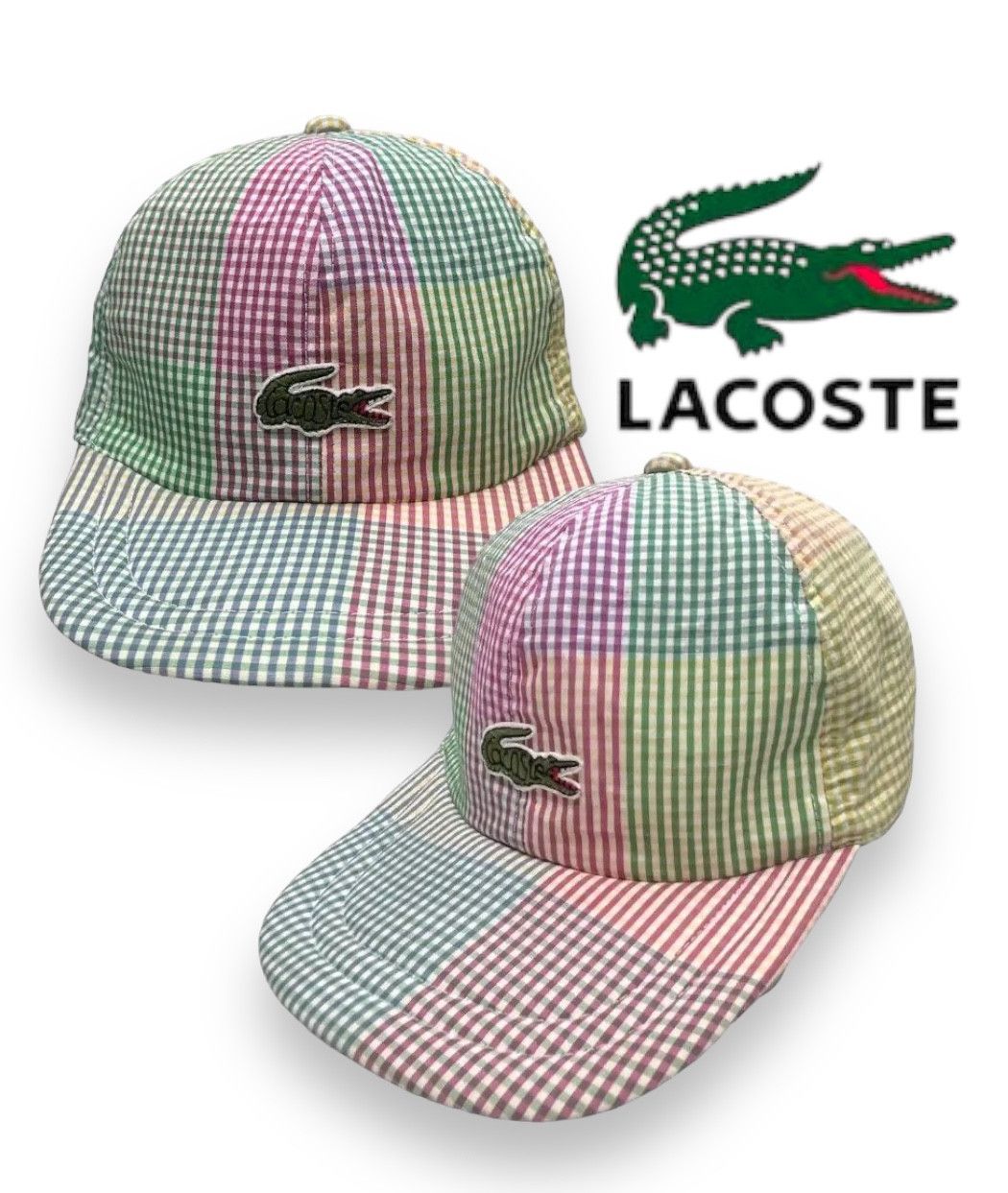 image of Edition Japan x Lacoste Vintage Lacoste Hype Small Check Multicolor Snapback Hat, Men's