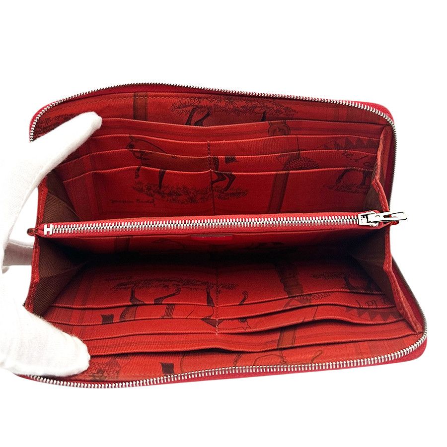 Hermes Hermès Long Leather Wallet Azap Silk in Round Zip Red Size ONE SIZE - 6 Thumbnail
