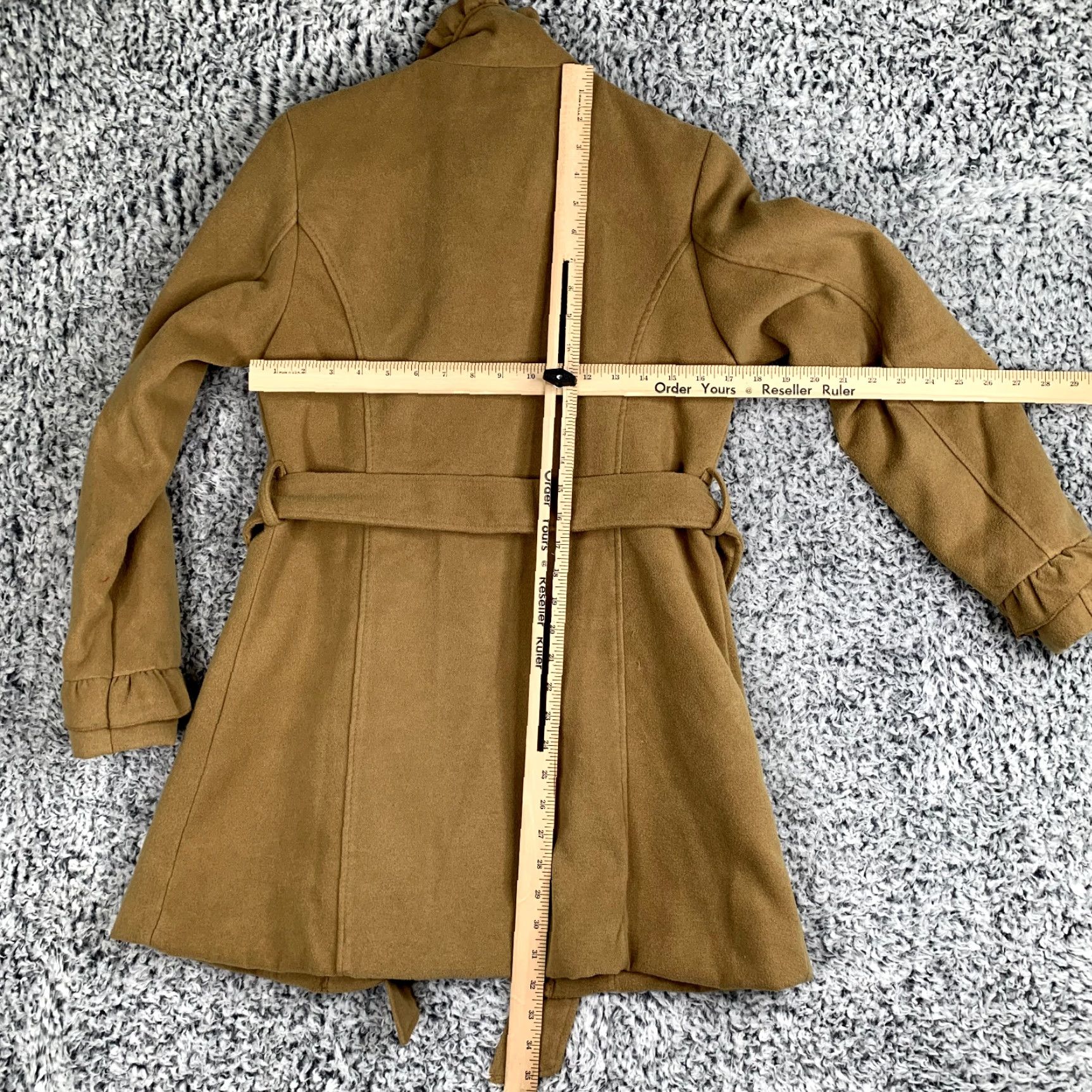 Vintage Rue 21 Coat Womens M Tan Long Cross Over Button Belted Lined Hat? Size M / US 6-8 / IT 42-44 - 6 Thumbnail