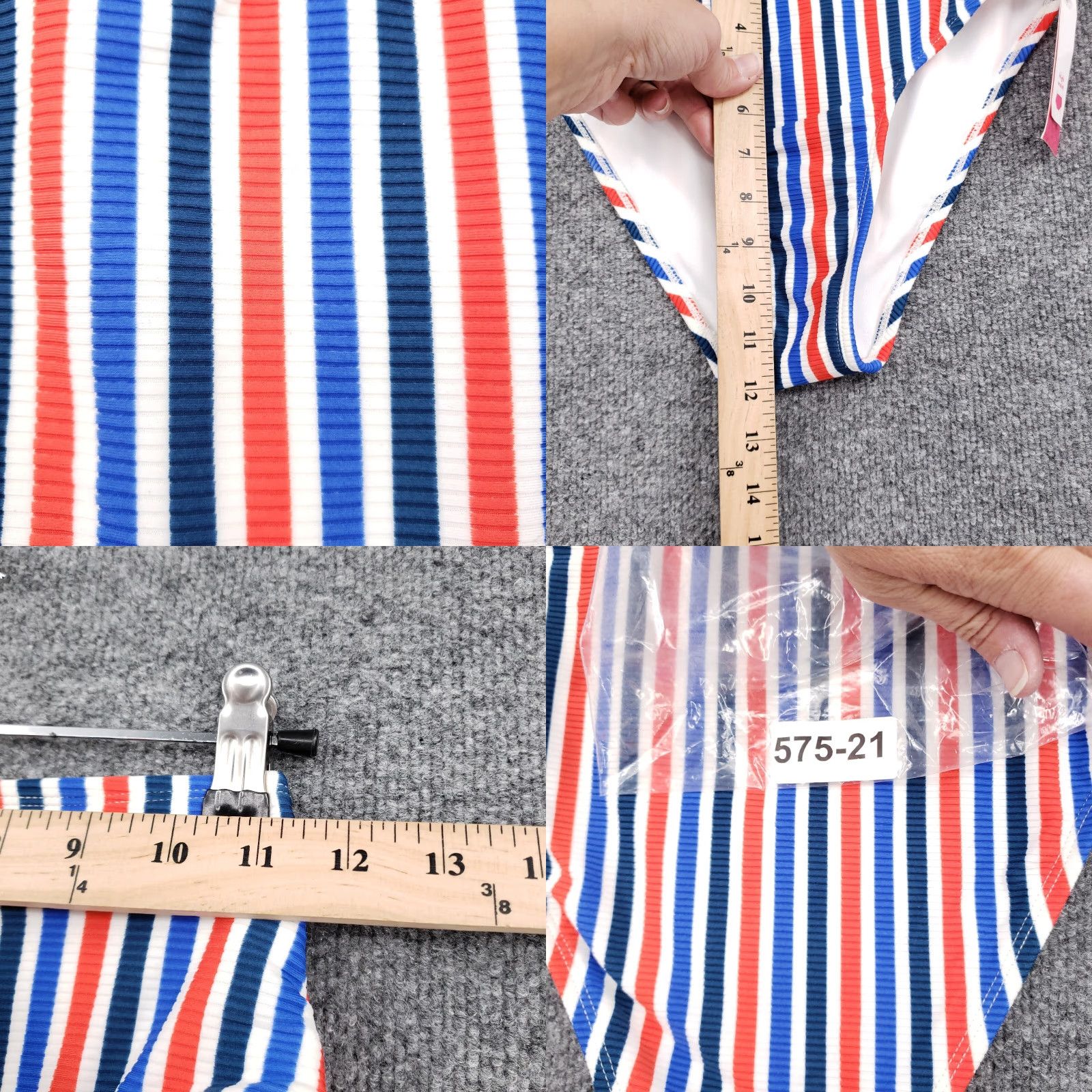 Vintage Xhilaration Bikini Womens S Small Blue Red Striped High-Waisted Swimwear USA NEW Size ONE SIZE - 8 Thumbnail