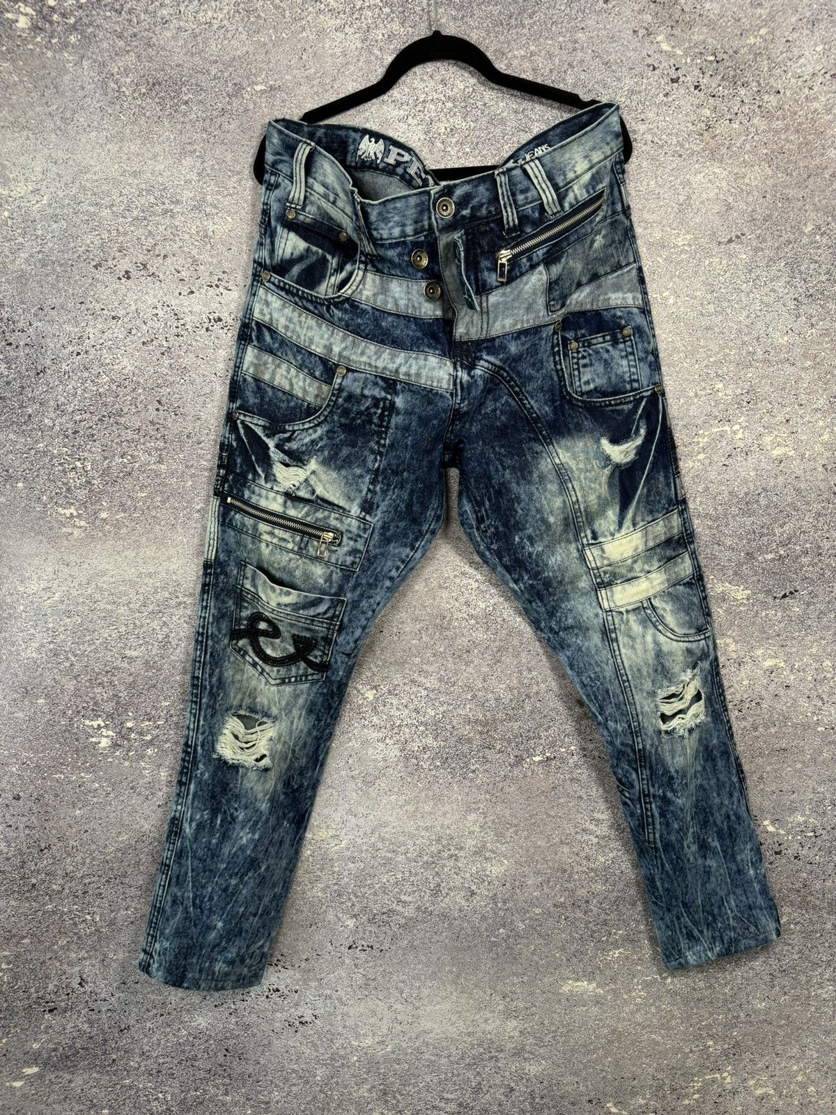 Designer × Japanese Brand × Vintage PEVIANI Jeans Men's Size 36 Moto Acid Wash Straight Size US 36 / EU 52 - 1 Thumbnail